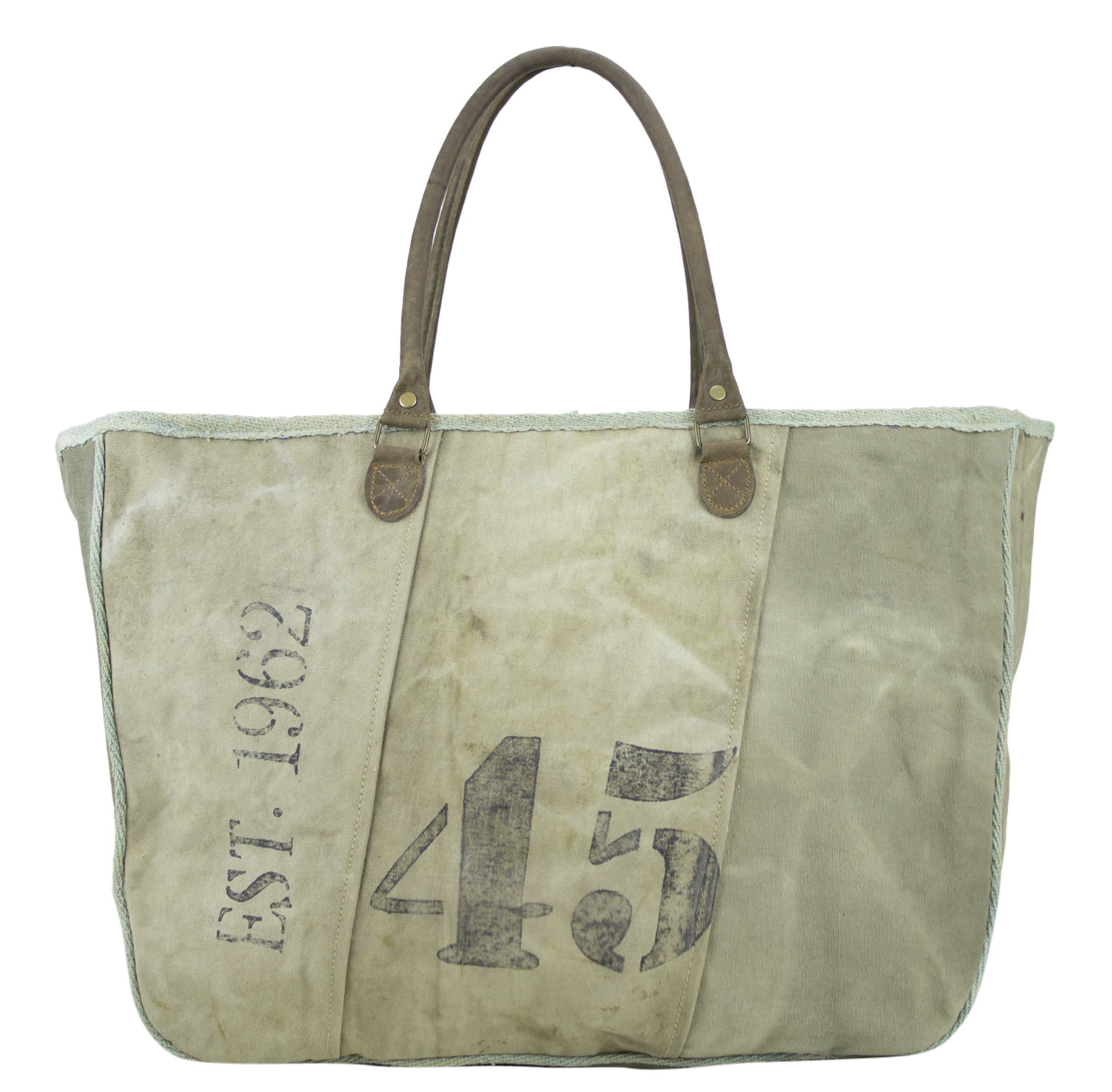 Sunsa Women's Vintage Bag Shopper Shoulder Bag Handbag of Canvas with Leather 51426