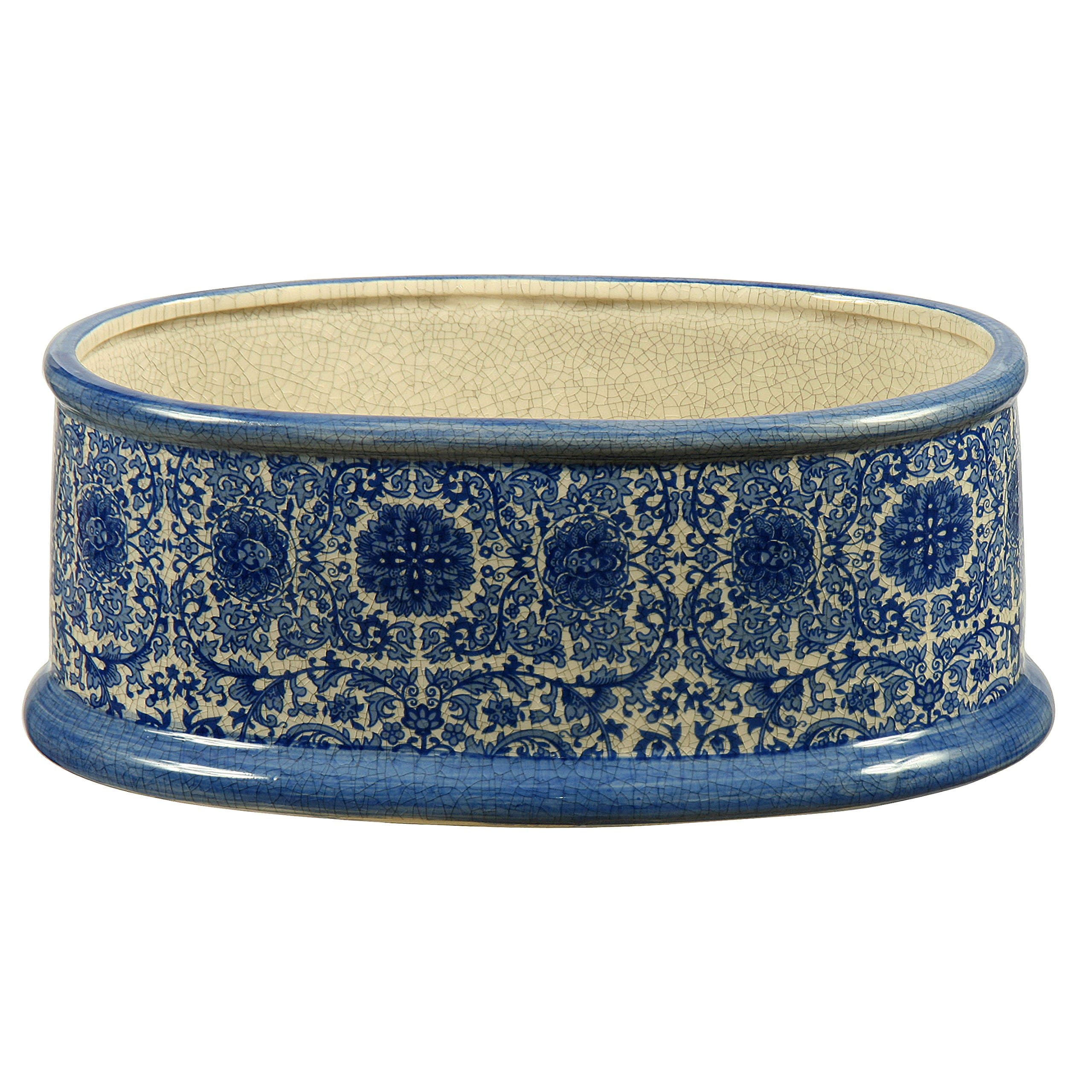 Winward Silks De Chine Oval Planter, 13.5-Inch Wide, Blue