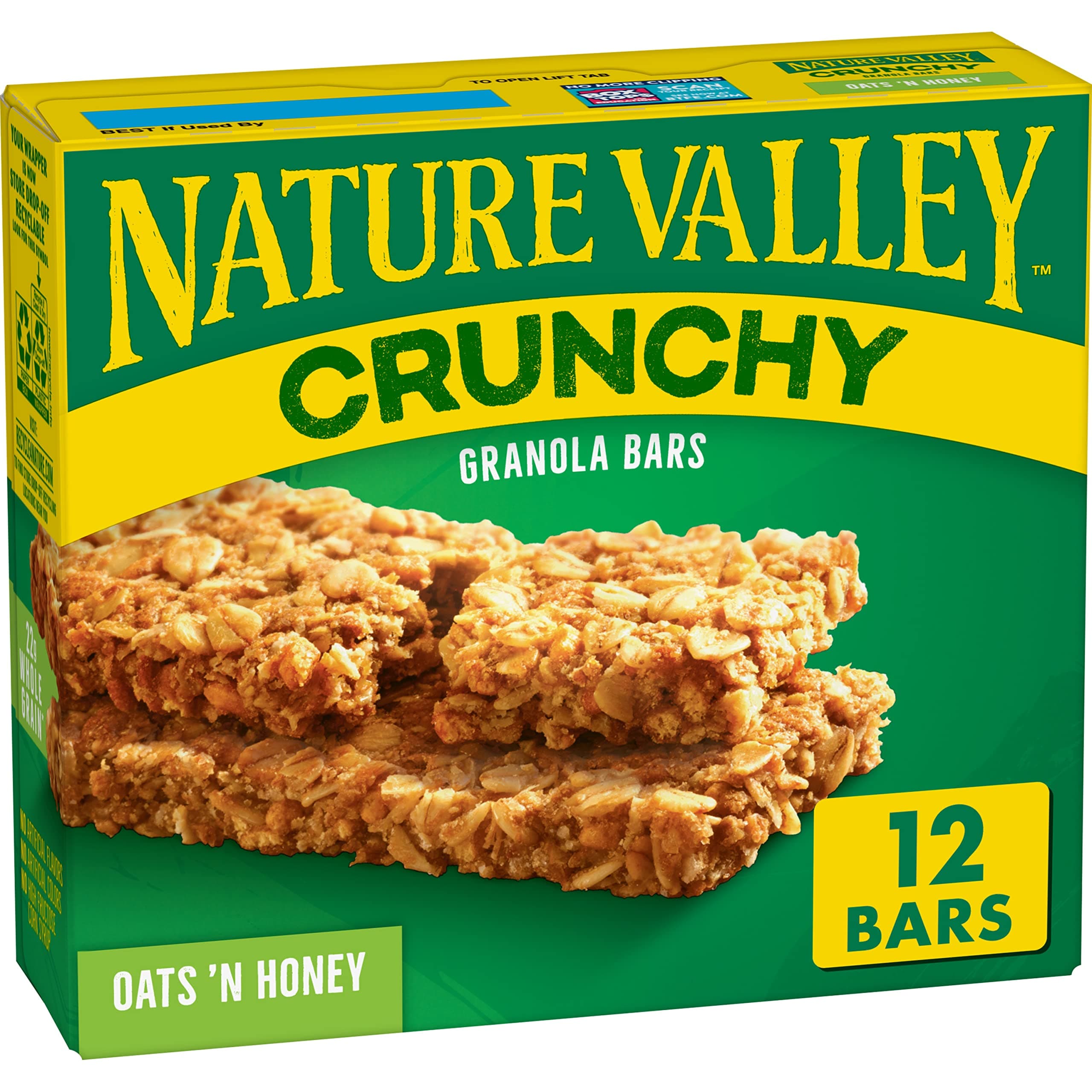 Nature Valley Crunchy Granola Bars, Oats 'n Honey, 12 Ct, 8.94 oz (6 Pouches)