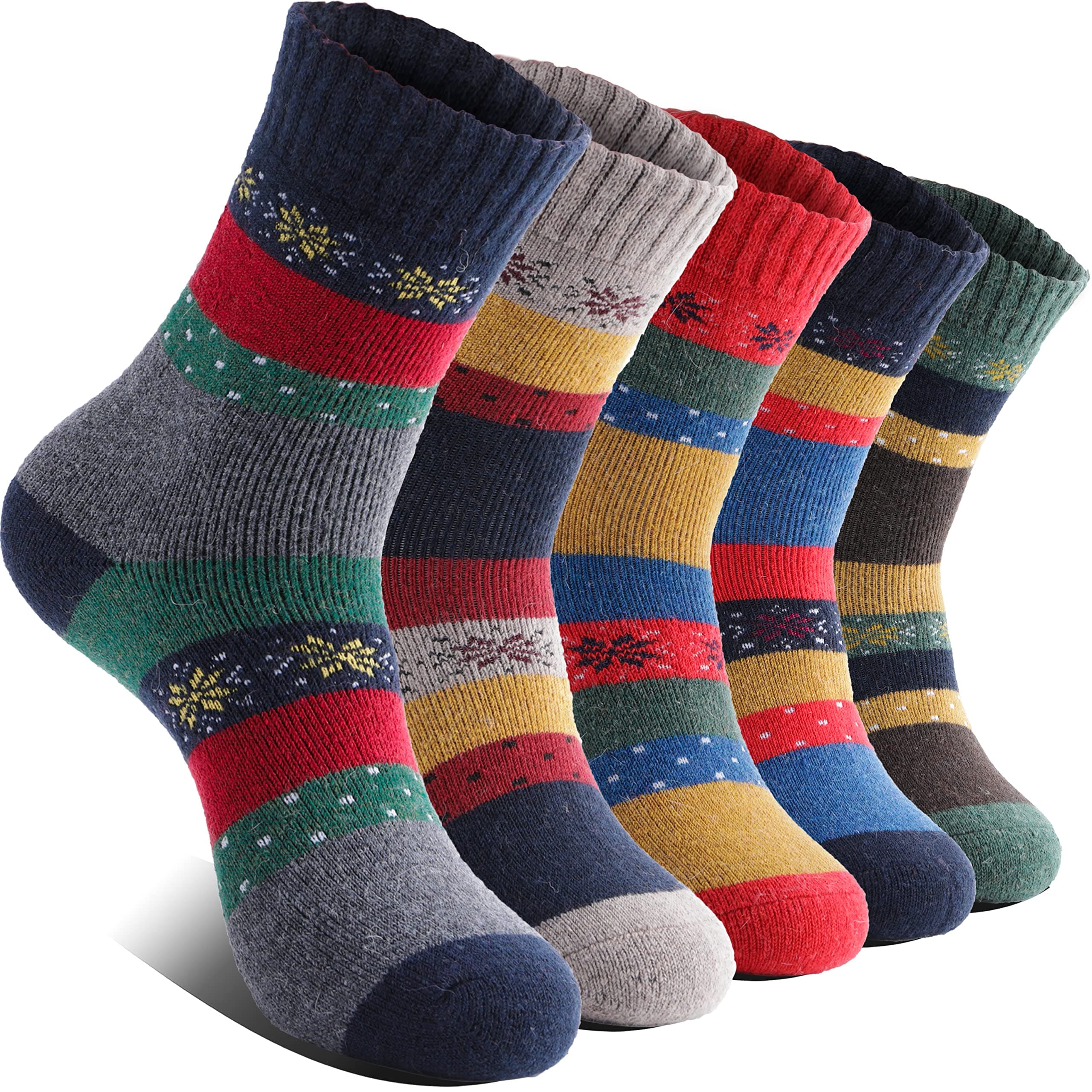EBMOREWomens Wool Hiking Socks Warm Thick Thermal Winter Boot Cozy Crew Cabin Ladies Work Soft Socks for Cold Weather