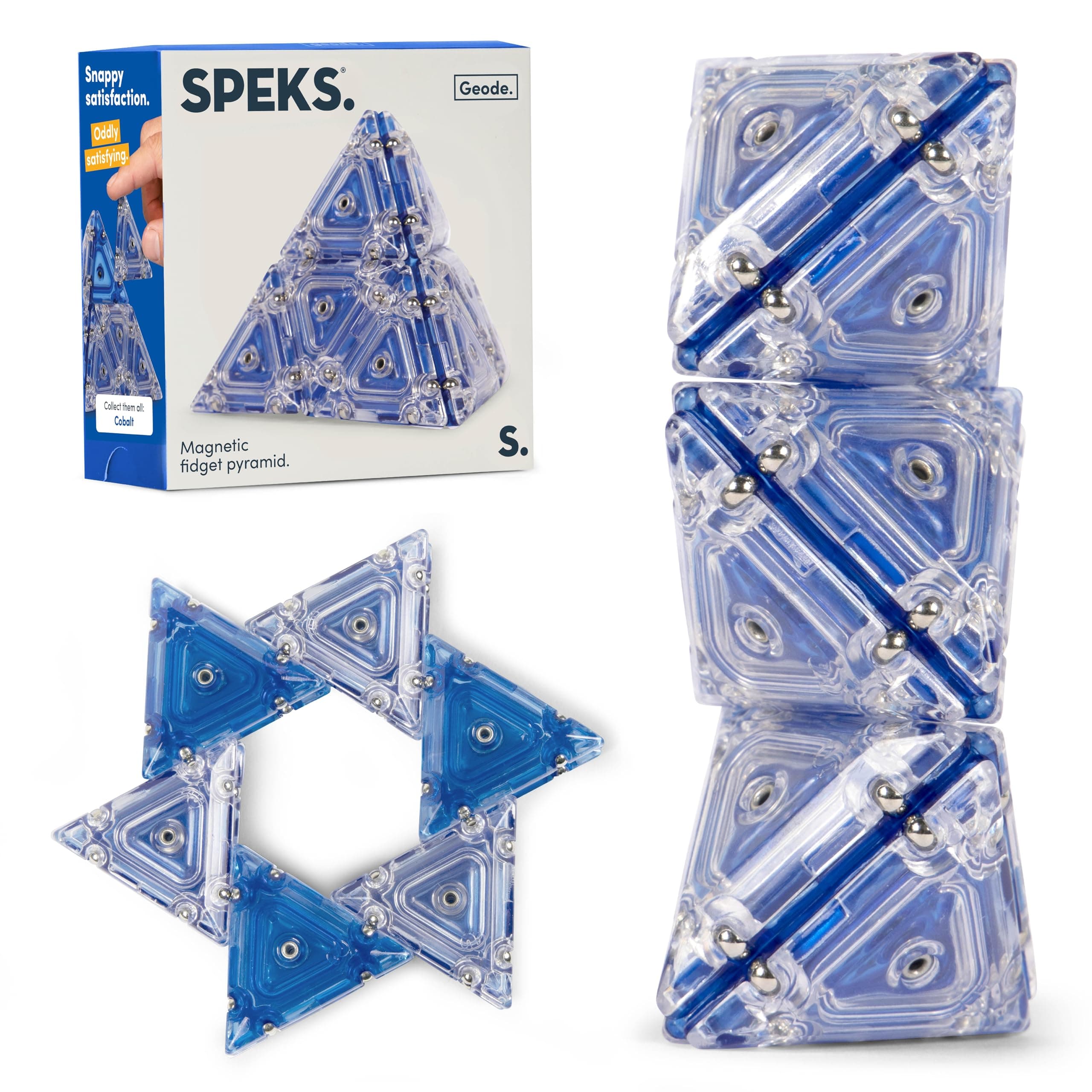Speks Geode Magnetic Fidget Toy | Sensory Desk Toy for Adults & Teens Ages 14+ | Stress Relief Gift Easter Basket Stuffer | Pyramid, Cobalt