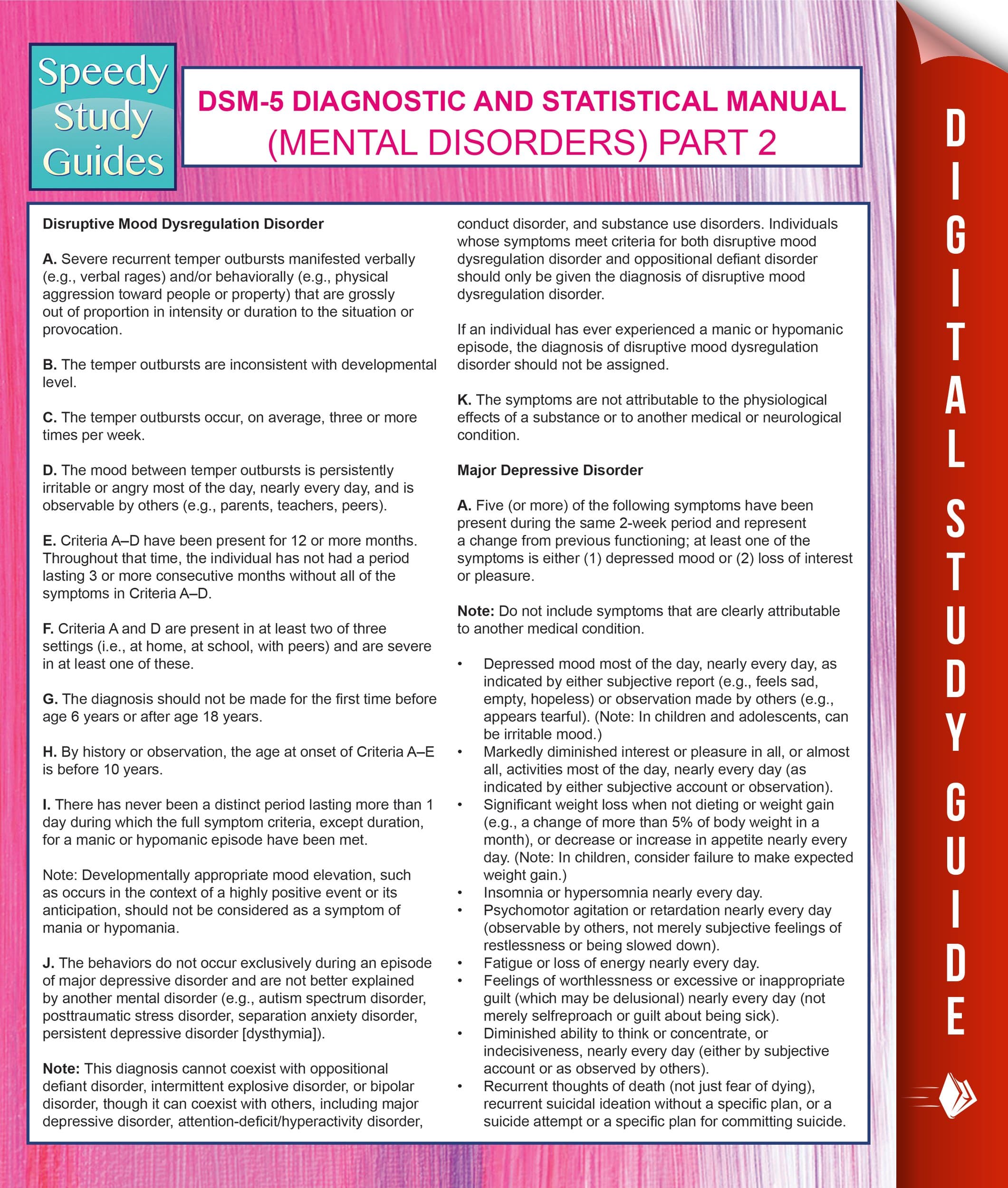 DSM-5 Diagnostic and Statistical Manual (Mental Disorders) Part 2: (Speedy Study Guides) Kindle Edition