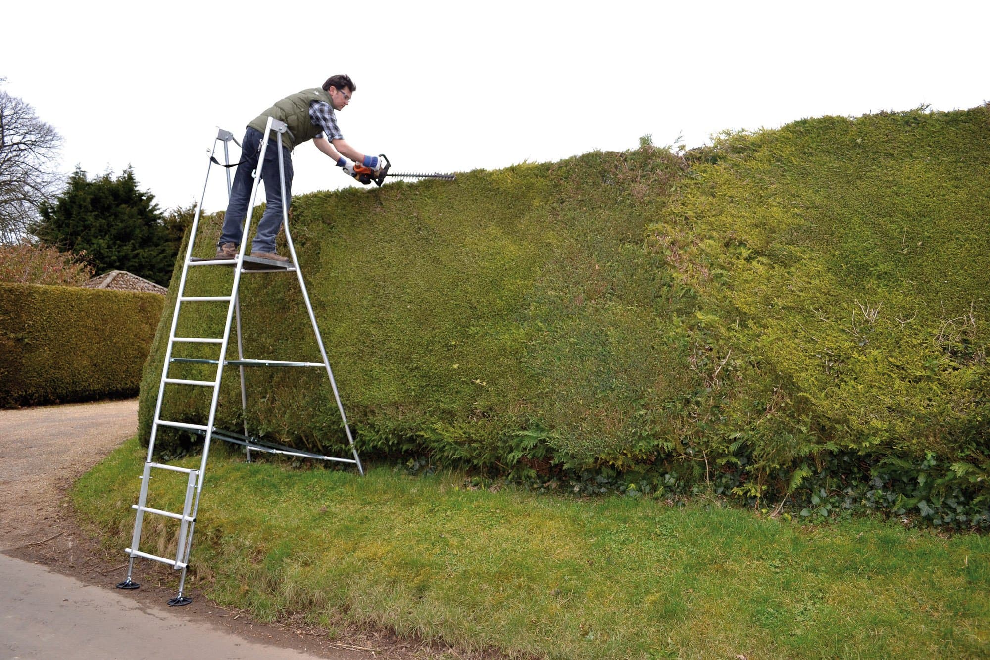 Henchman Major Hi-Steps Aluminium Garden Ladder-Ideal to Cut 14ft Hedges, 3 Year Manufacturer Warranty by Henchman