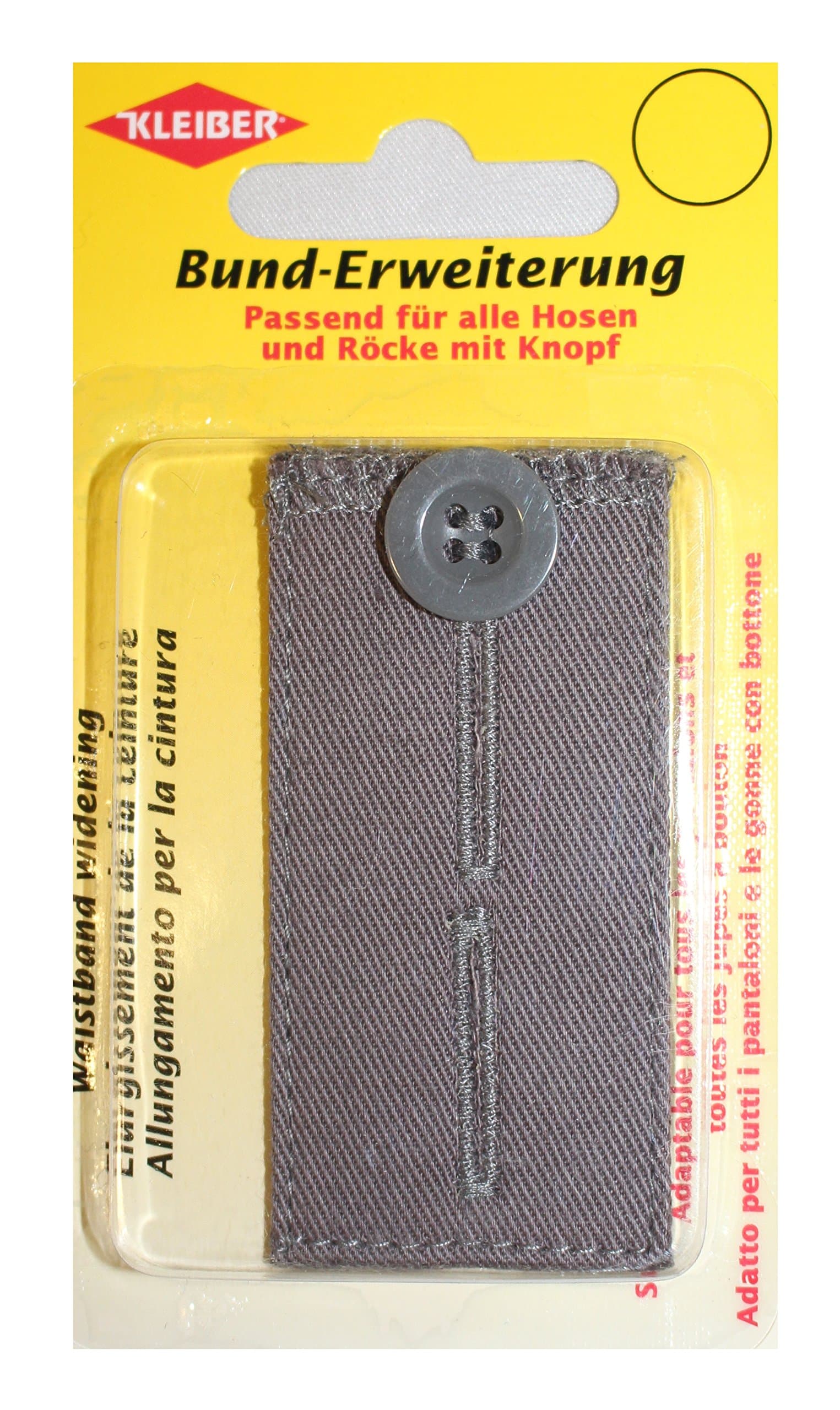 Kleiber Grey Button Waist Extender for Trousers and Skirts Made of 100% Cotton