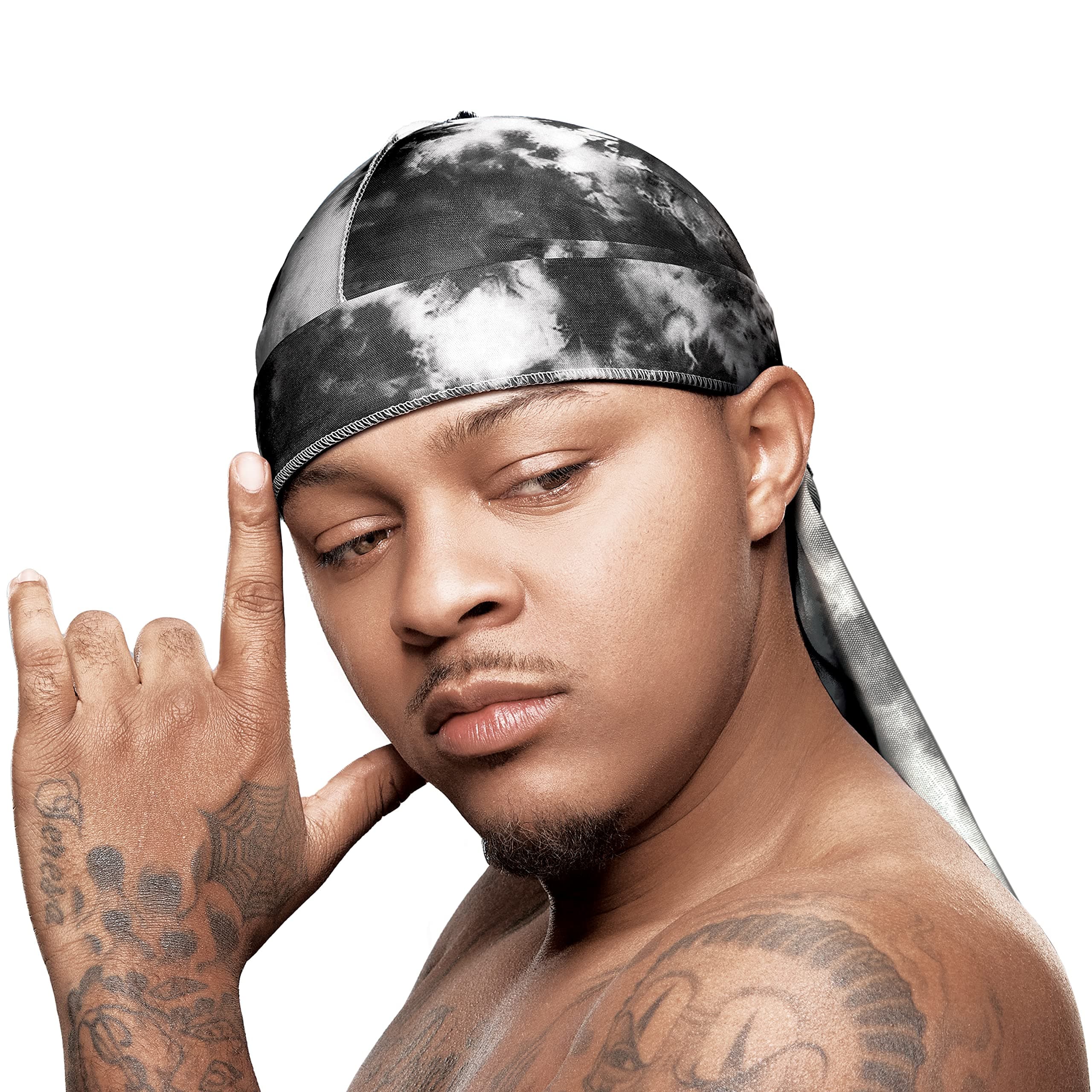 RED by Kiss Bow Wow X Power Wave Tie Dye Silky Durag Men's Wave Silky Doo Rug (Black)