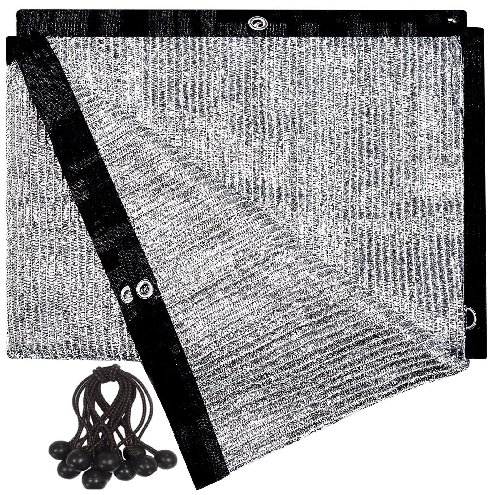 70% Aluminet Shade Cloth 12' x 10'-Fabric Sun Block Sun Reflect-FREE 12pcs 6" BALL BUNGEE