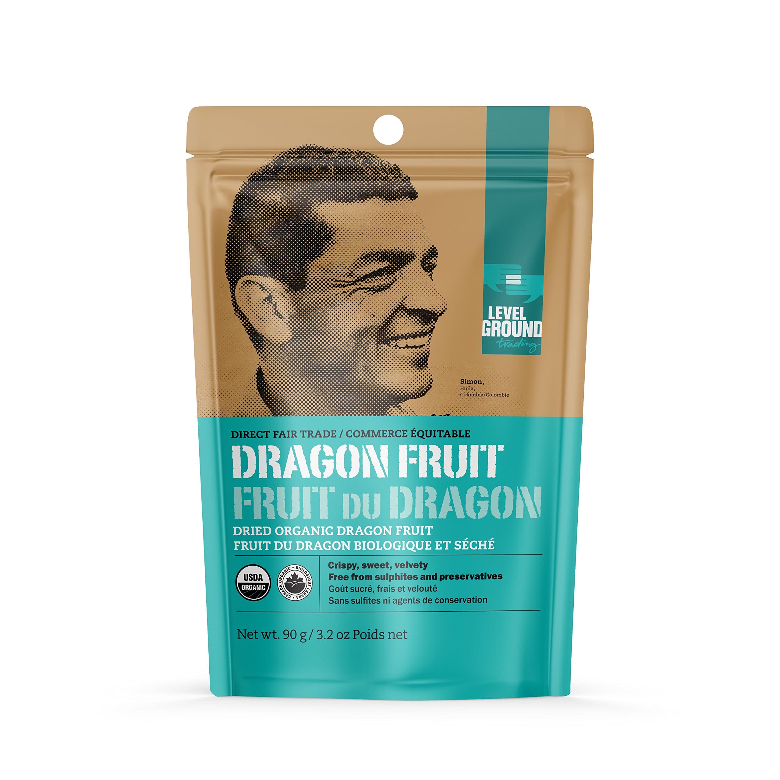 Level Ground Trading Direct Fair Trade Organic Dried Fruits, Dragon Fruit, 3.2oz (90g)