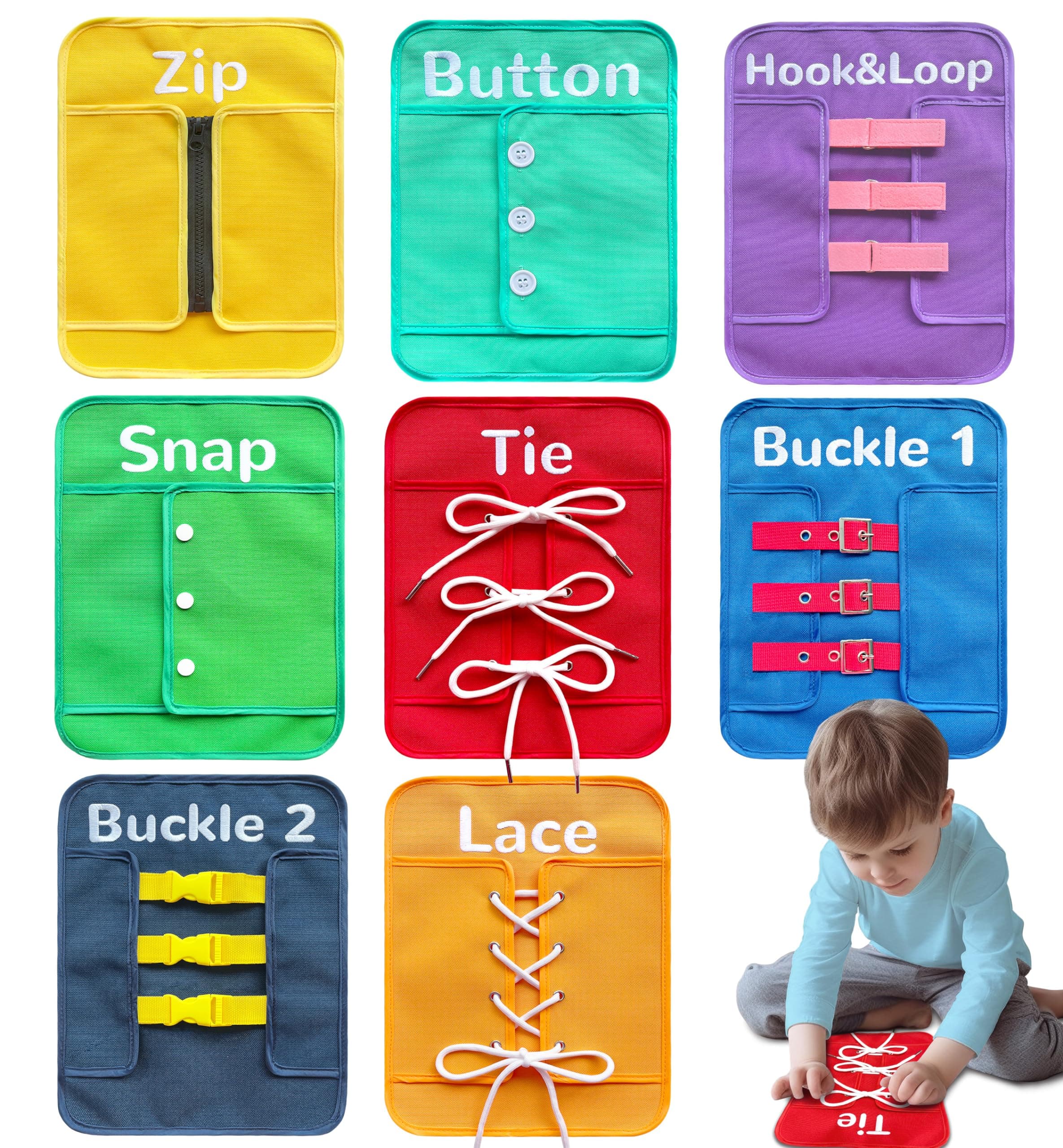 Craftstory Toddlers Montessori Toys Busy-Board for 3 4 5 Year Girls Boys Gifts, Sensory Basic-Life-Kills Shoe-Tying Practice for Kids Fine-Motor Skill Toys Teacher Resoures Preschool Classroom