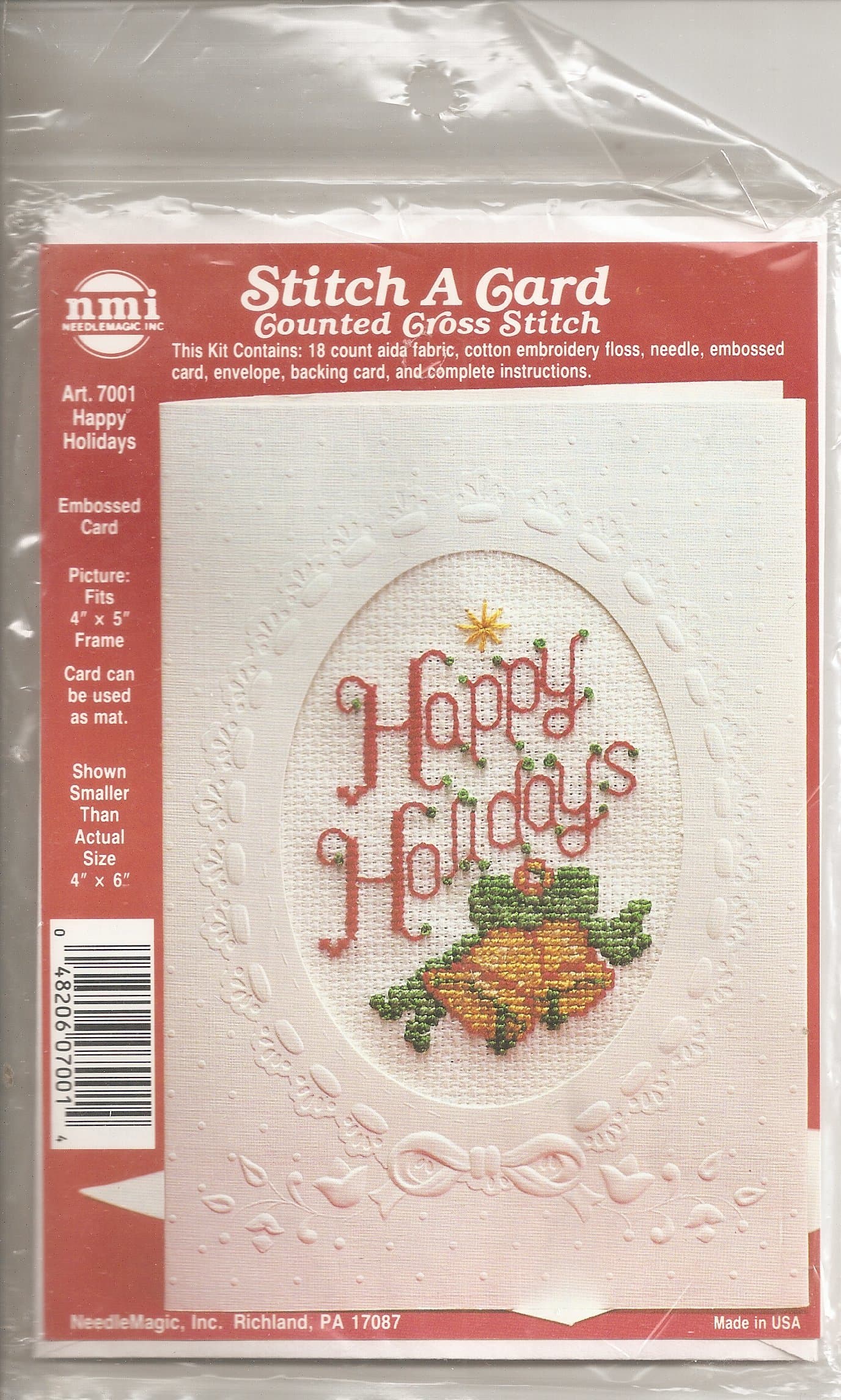 NeeldeMagic Happy Holidays Counted Cross Stitch Embossed Greeting Card