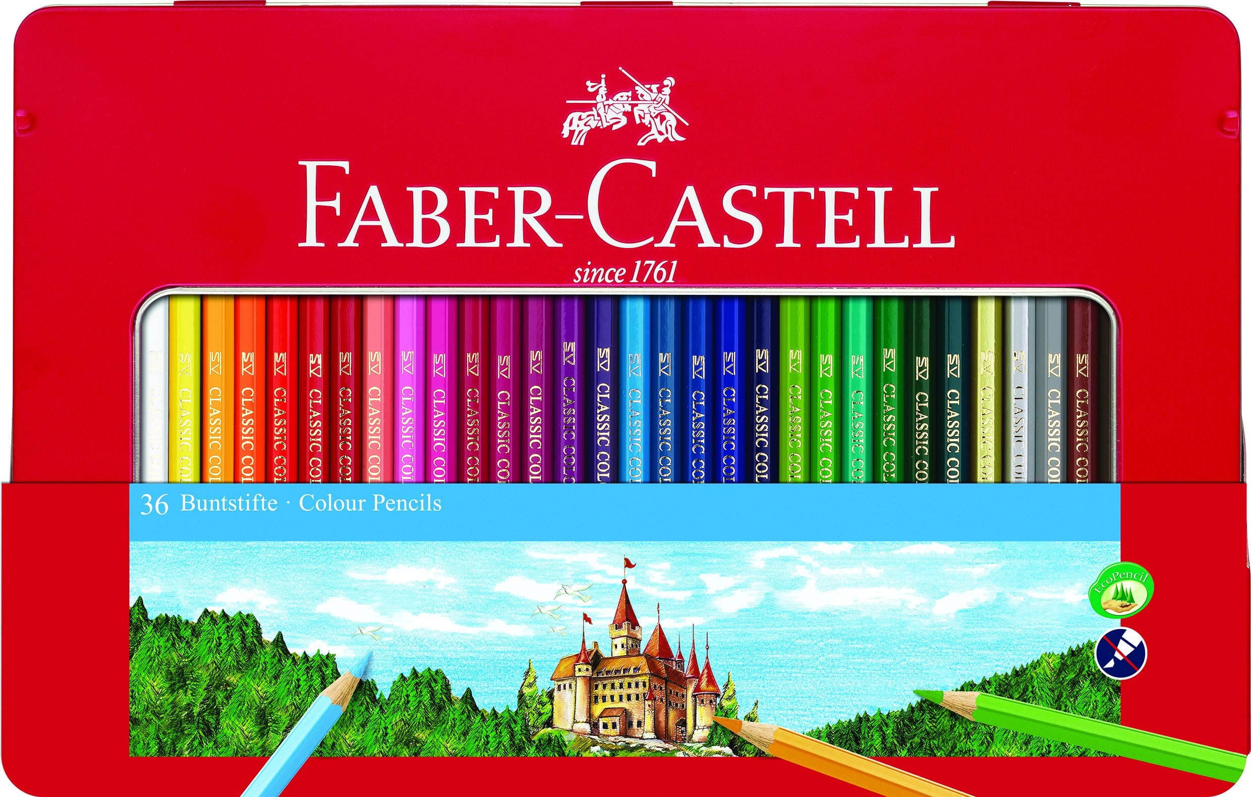Faber-Castell Classic Colored Pencils Tin Set, 36 Vibrant Colors In Sturdy Metal Case - Premium Children's Art Products
