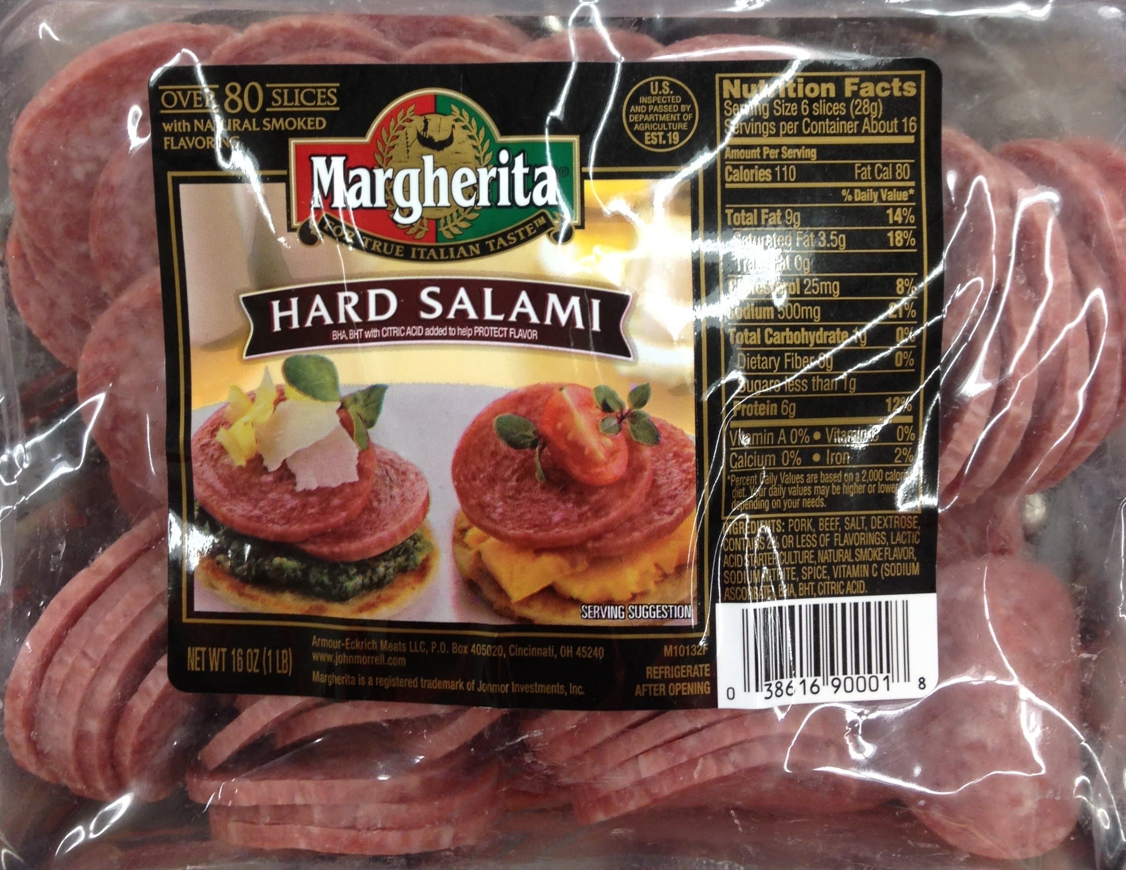 16oz Margherita Hard Salami, Sliced, Pack of 2