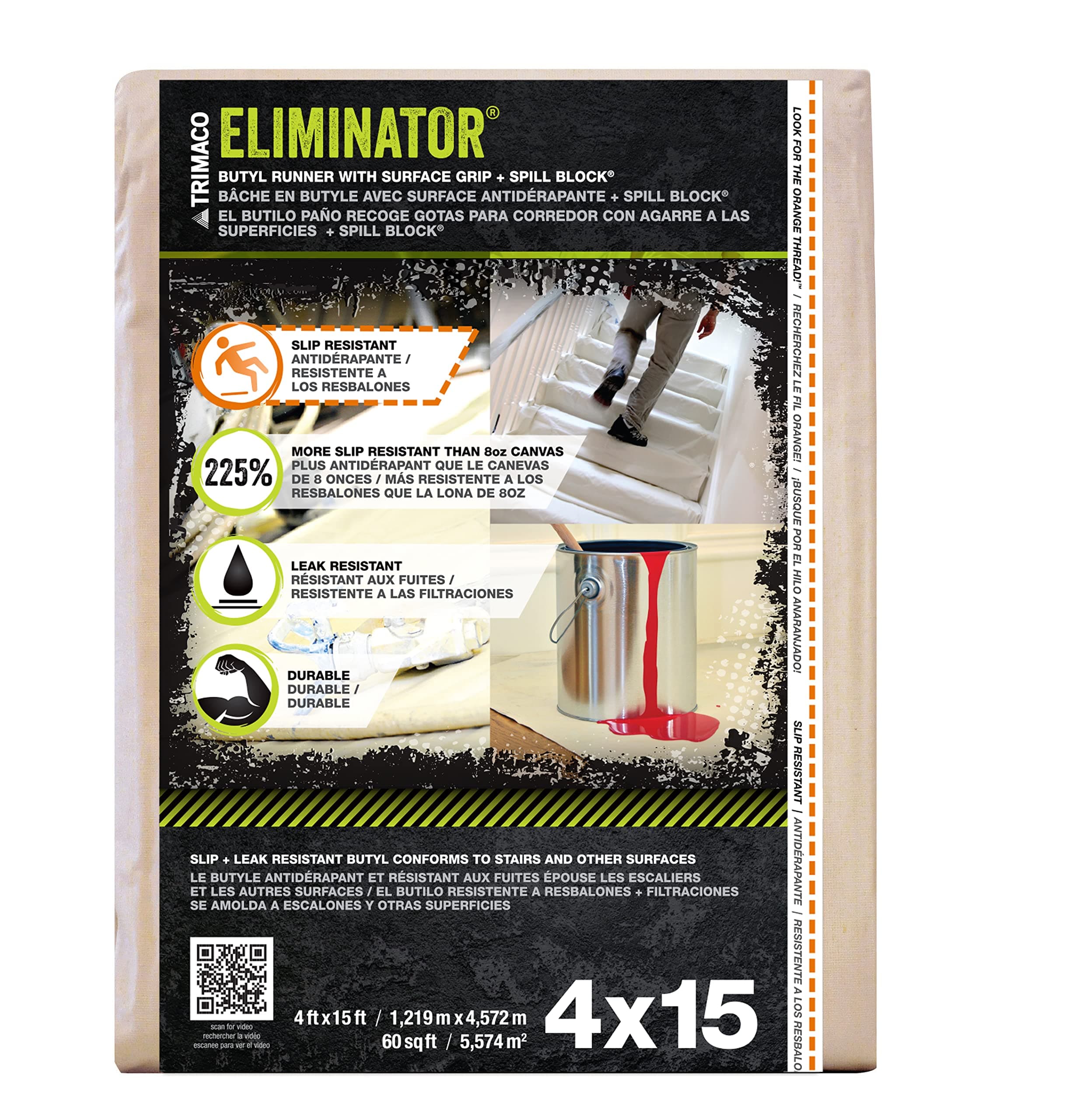 Trimaco Eliminator Butyl Drop Cloth, 4-feet x 15-feet