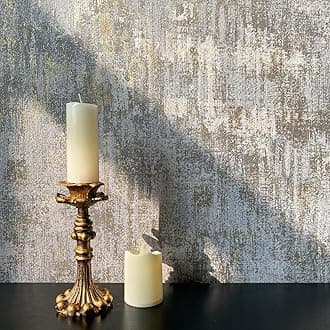 Simon&Siff Textured Wallpaper Distressed Concrete Wallpaper Industrial Metallic Wallpaper 17.3inx19.68ft Grey/Gold Non Woven Vintage Wallpaper for Bedroom 3D Embossed Traditional Wallpaper Non-Pasted