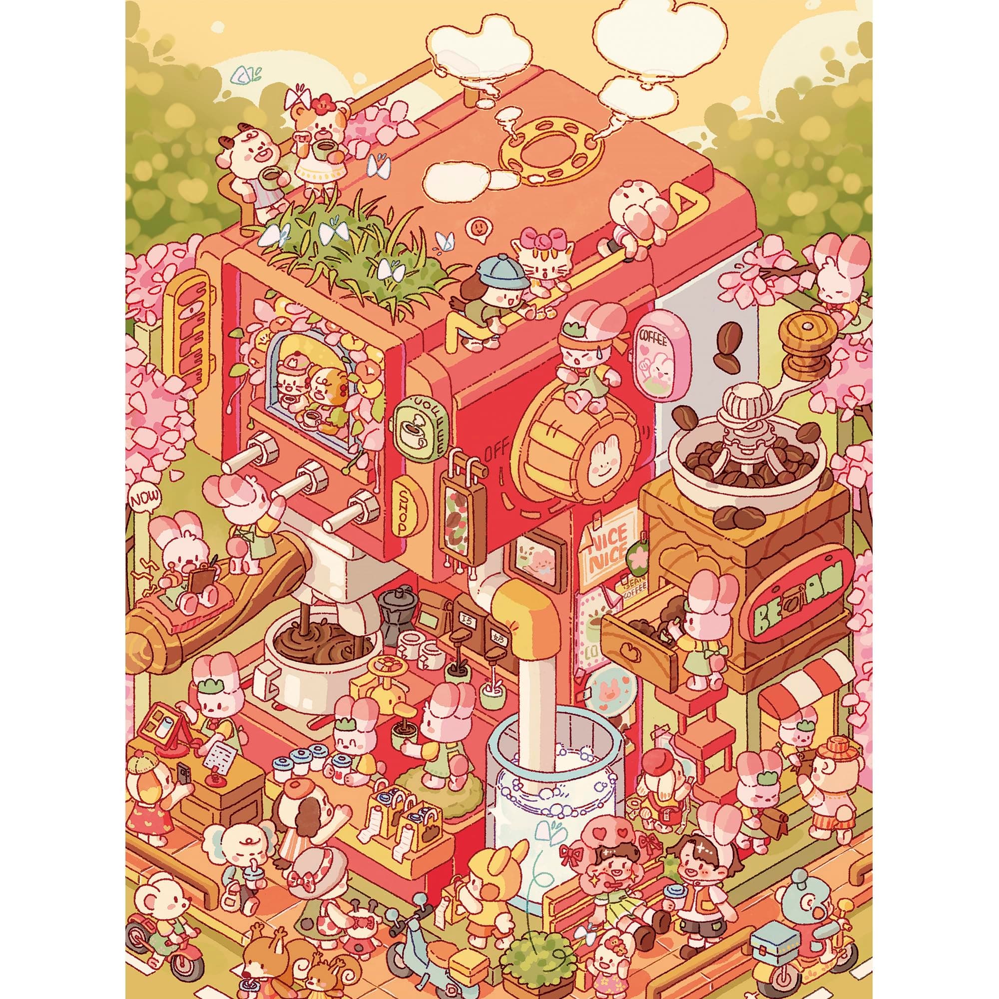 Jigsaw Puzzles 1200 Piece for Adults - Memeko - Coffee Studio Beautiful Plastic Puzzle for Home Decor Zero Dust Easy Storage [H3589]