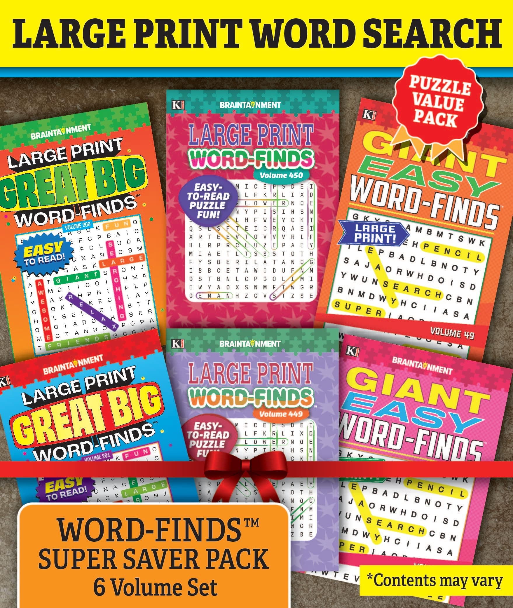 KAPPA Super Saver LARGE PRINT Word Search Puzzle Pack - (Pack of 6) Full Size Books Paperback