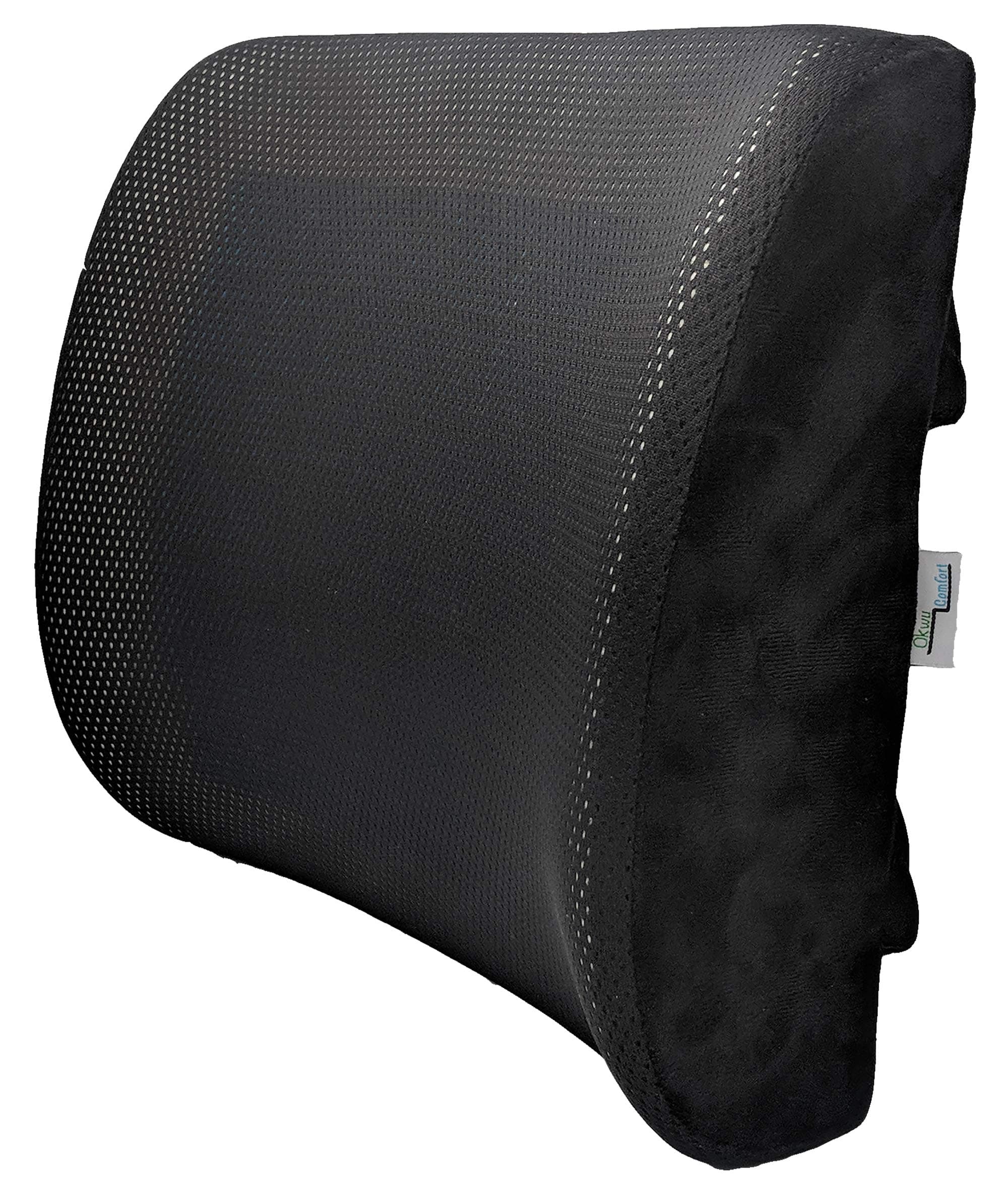 Gel PAD Lumbar Back Support Pillow Cushion for Lower Pain Relief for Cars Wheelchair Chair Office Sitting (Black mesh Cover)