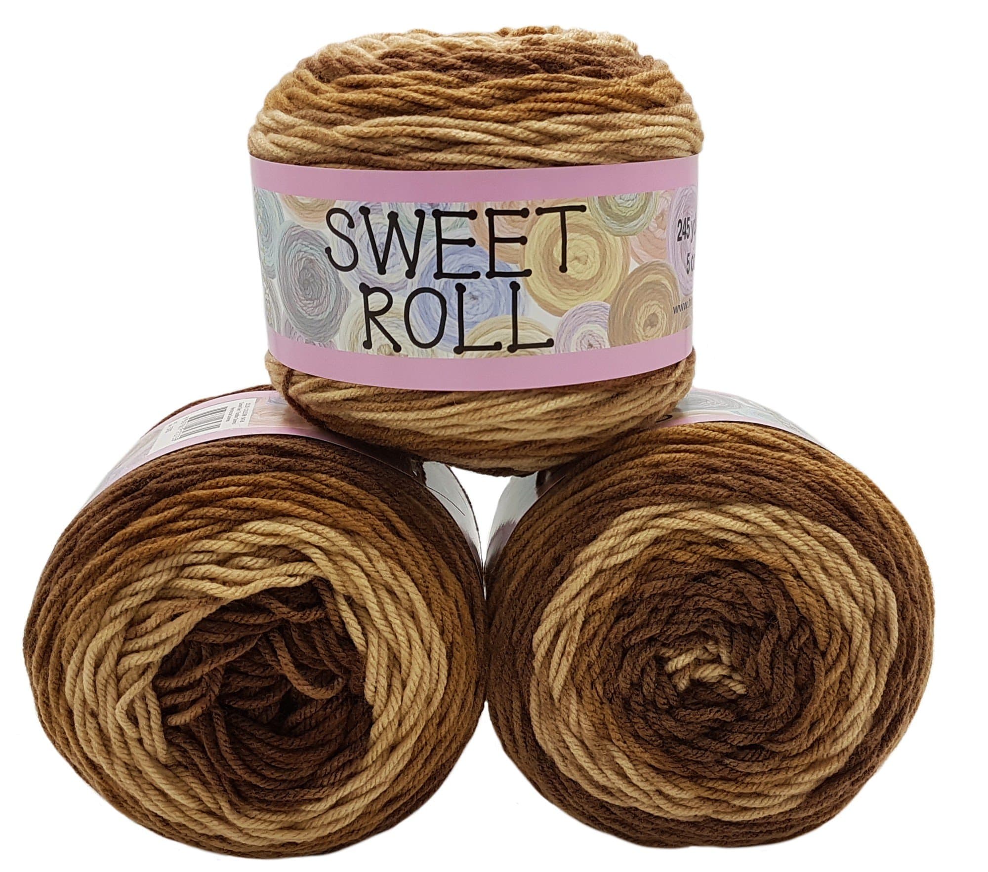 Sweet Roll 3?Packs of 140?g Himalaya Knit Gradient Multicolor Wool with Colours, 420?g - Brown/Beige
