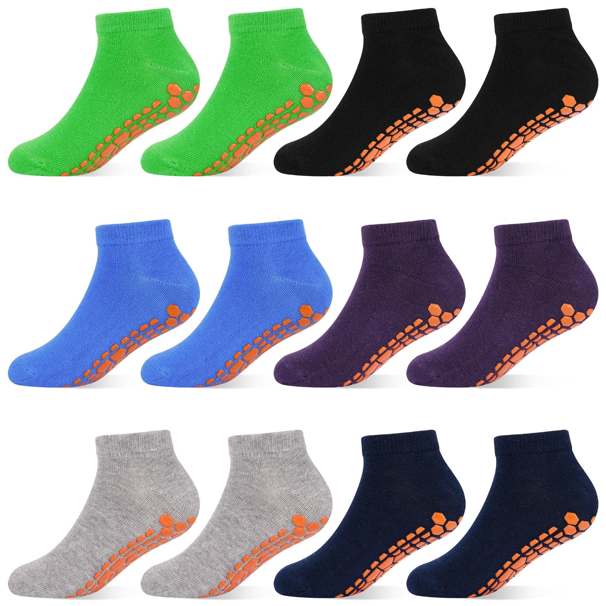 Boys Girls Non-Slip Toddler Socks Grip Ankle Sticky Socks Anti-Skid Socks for Kids 6 Pairs for 2-13 Years Kids