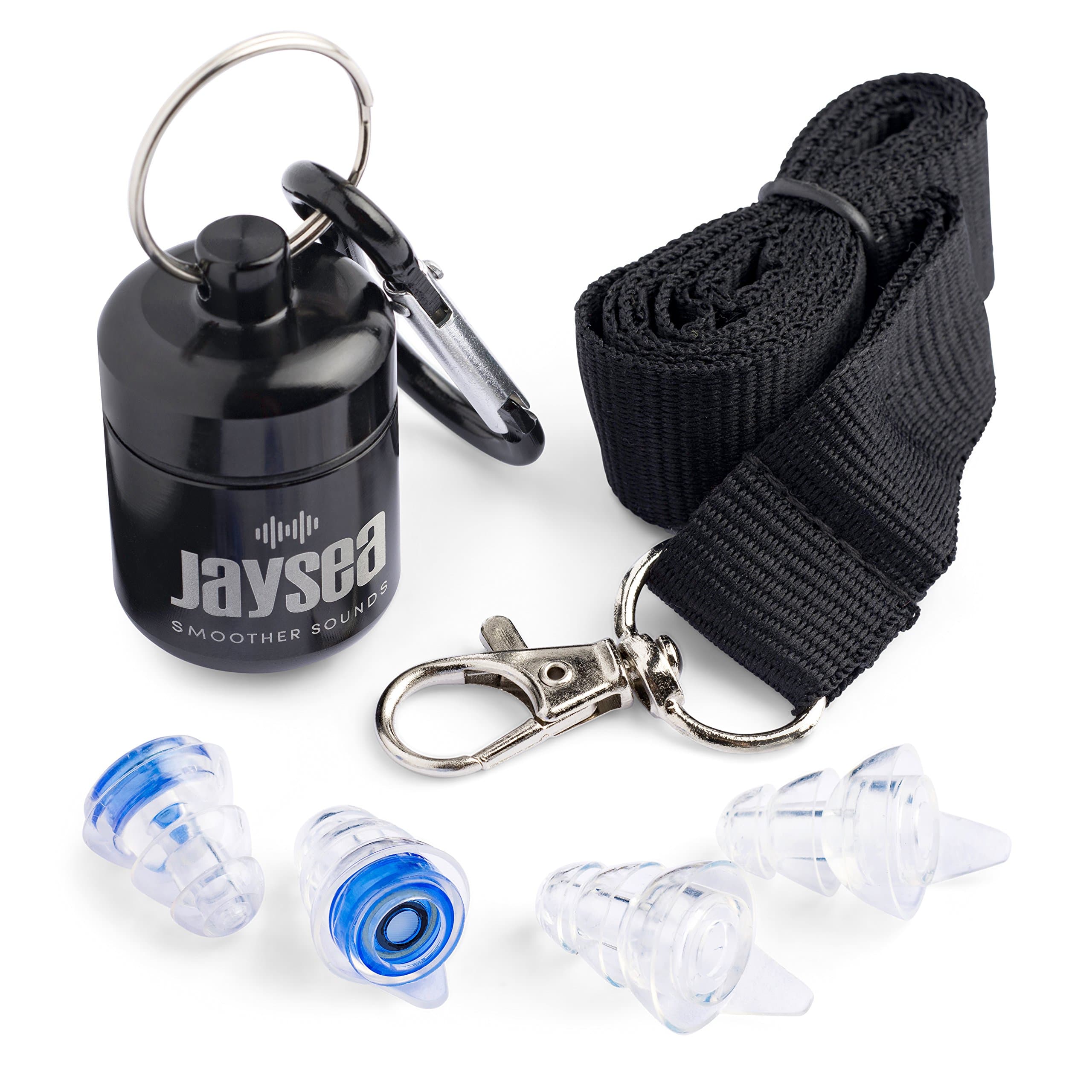 Jaysea Noise cancelling ear plugs | Sound hearing protection at Concerts | Gigs | Band practice | Festivals | Nightclubs | Factory work | Ideal for Drummers & Musicians | DJ's | Motorcycle riders | Motor sports | Clay pigeon shooting | Sleeping while Traveling | Made from quality silicone | 2 size options included | Aluminium carry case with karabiner included