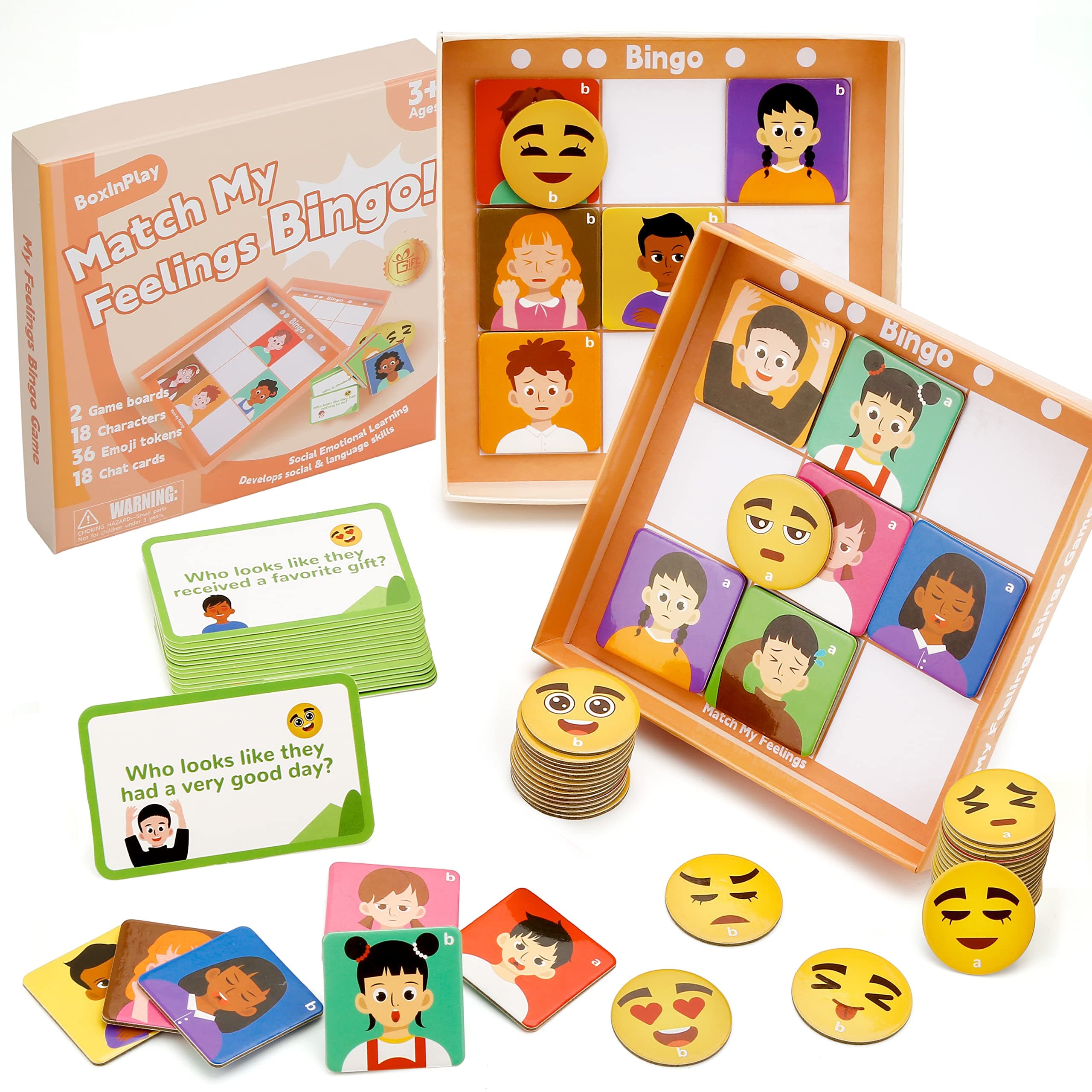 Social Emotional Learning Games, 55 PCS Social Skills Games, Communication Games for Kids, Emotion Feeling Cardboard Birthday Toys Gift for Toddlers Boy Girl 3+
