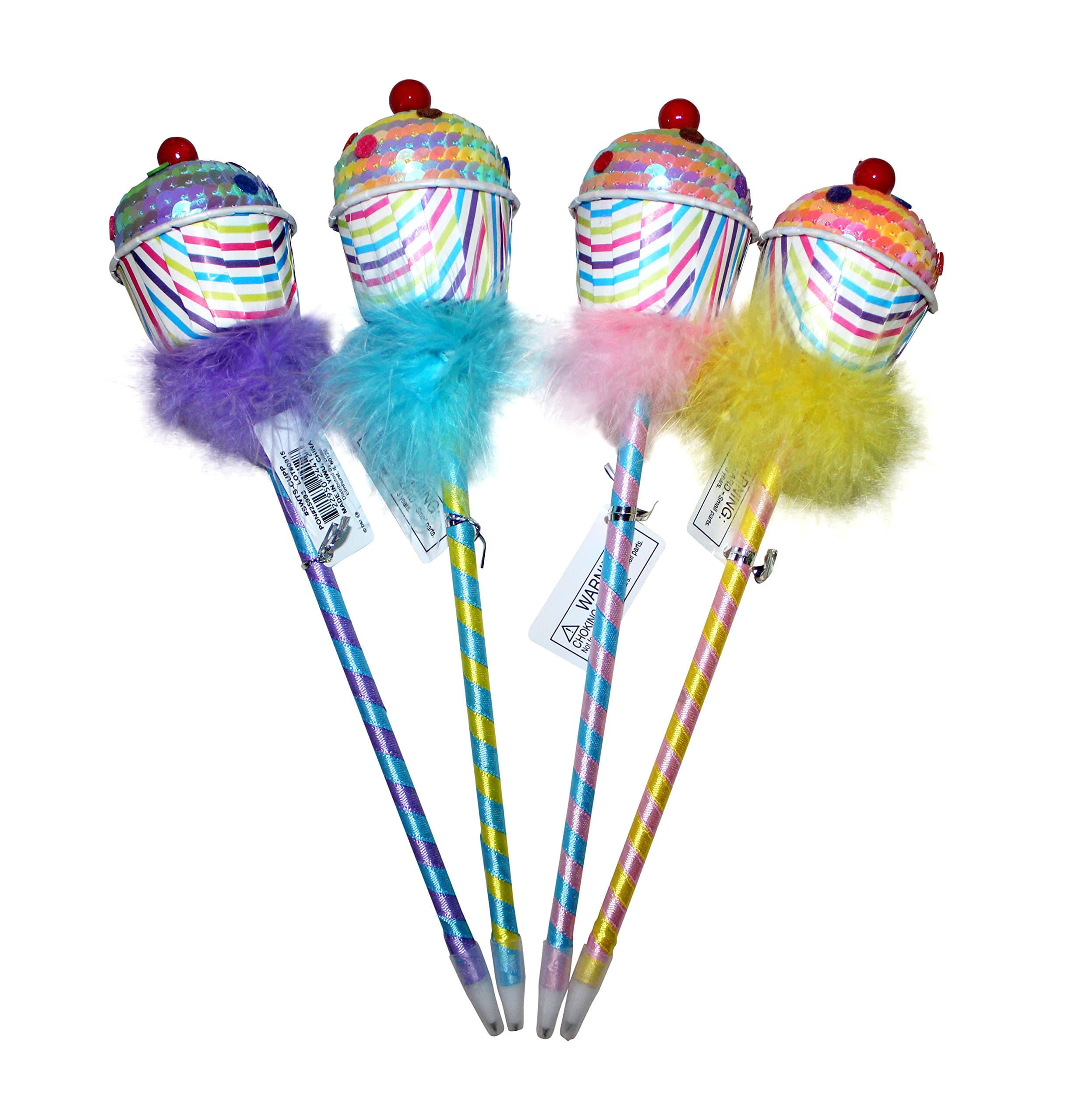 Sweet Shop Sequins Cupcake Pens Set of 4 (Colors May Vary)