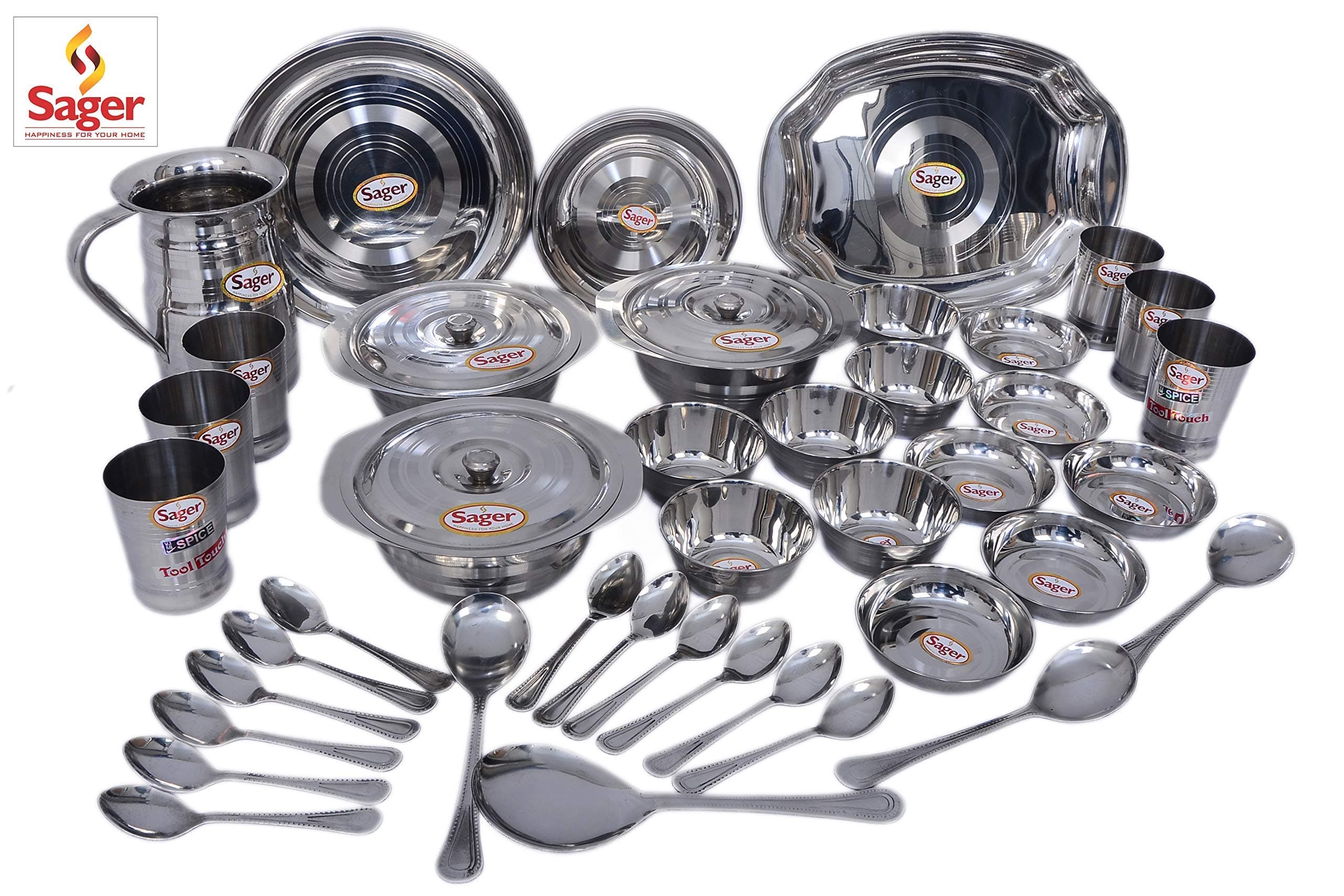 SAGER® Platinum Collection Tea/Coffee Cup Set of 6 Mirror Finish (Flower Printed Design,300 ML, Stainless Steel)