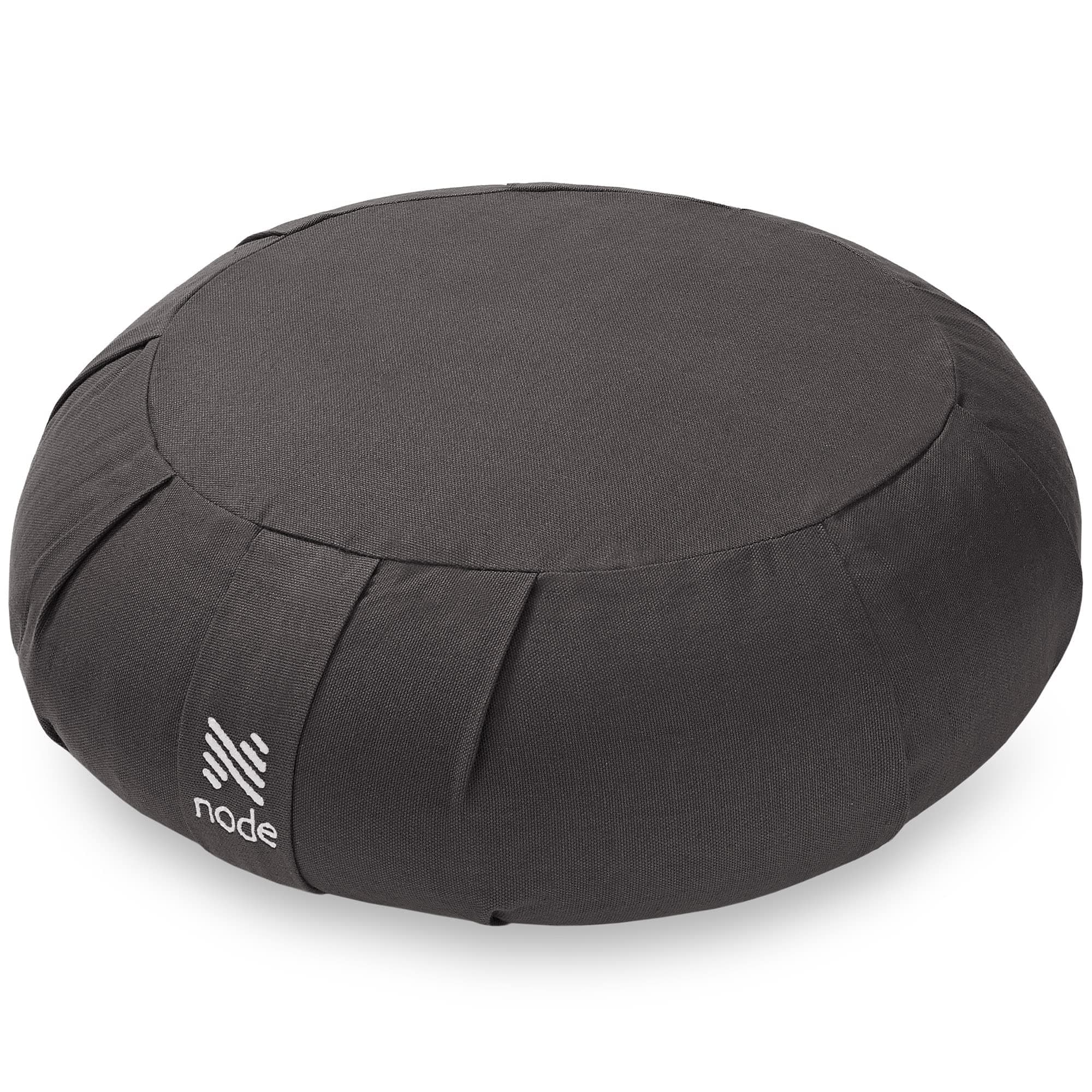 Zafu Meditation Cushion, 15" Round Buckwheat Yoga Pillow with Organic Cotton Cover - Gray