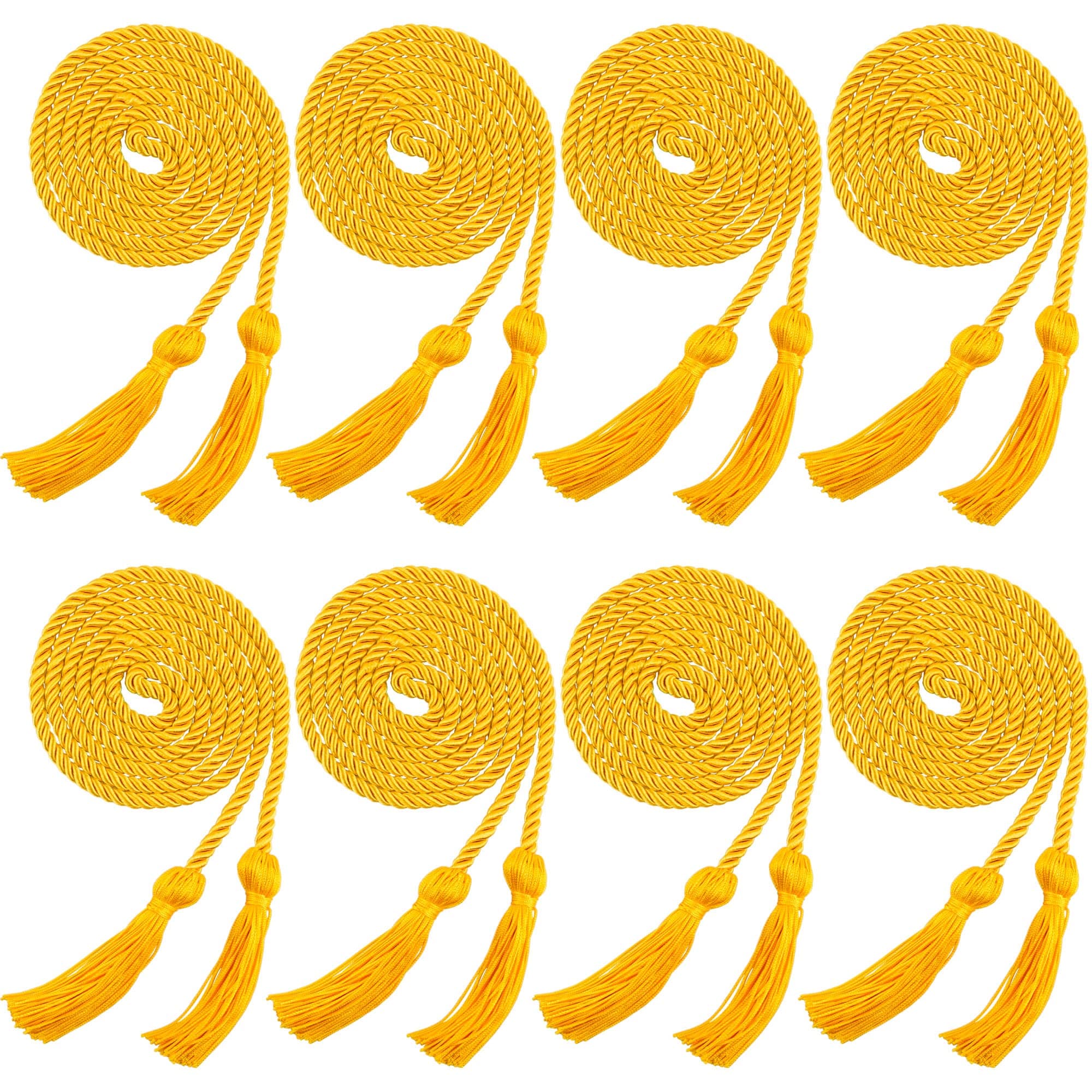 Trounistro 8 Pieces Graduation Cords Yarn Honor Cords with Tassel for College Graduation Students (Gold)