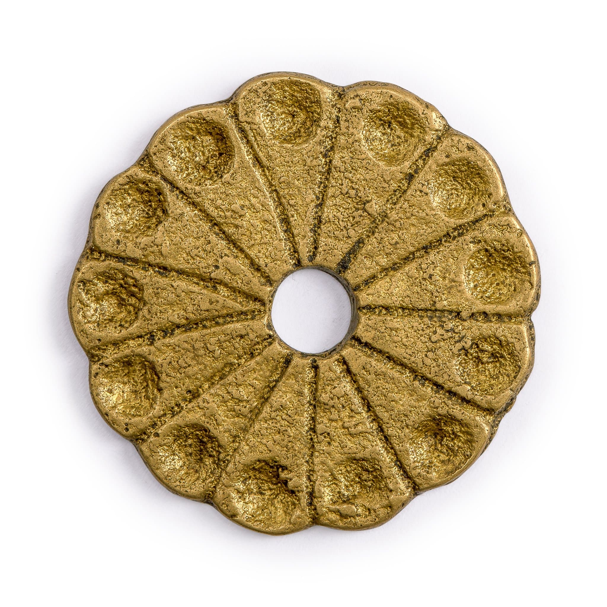 Chrysanthemum Backplate Washer Brass Hardware 1.4 Inches- Set of 10 - Architectural, Interior Design, Doors, Furniture Cabinet Customization Hardware