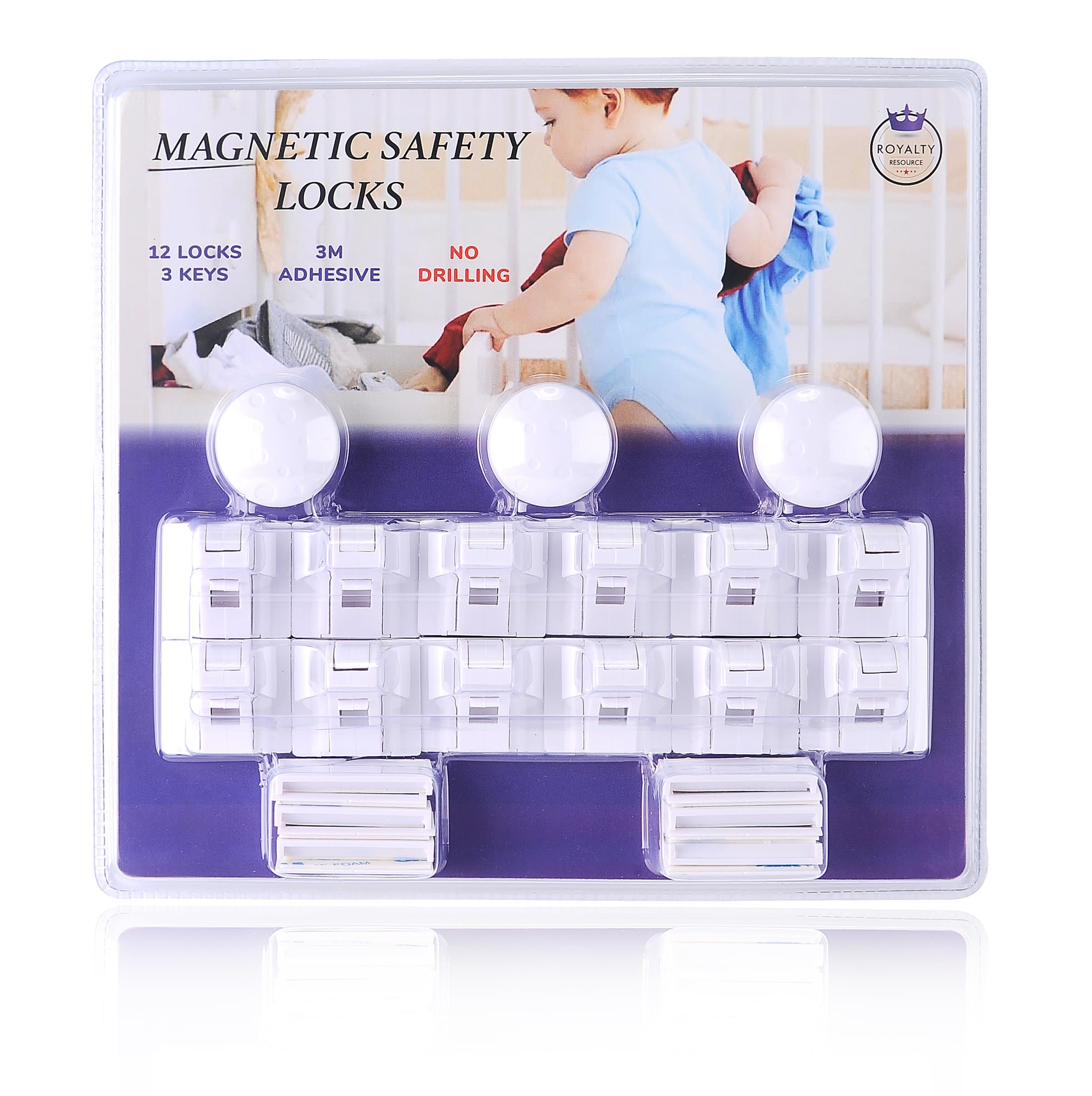 Baby & Child Proof Magnetic Safety Locks for Cabinets & Drawers - 12 Locks with 3 Keys - Heavy Duty 3M Adhesive Locks, Easy to Install, Invisible & Damage Free