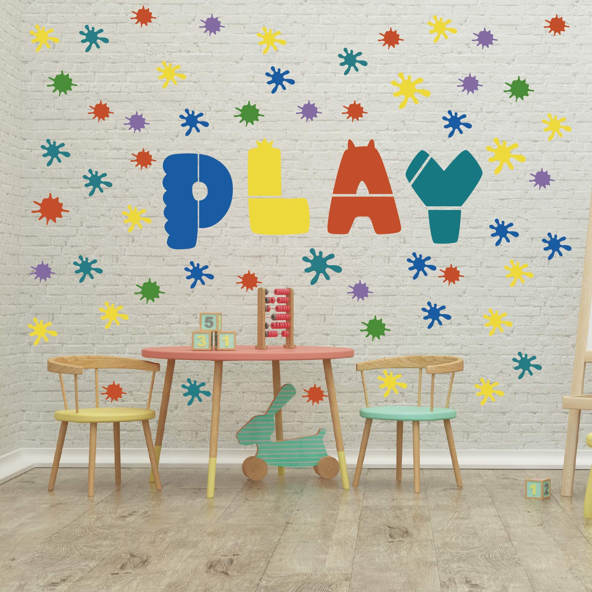 Paint Splatter Wall Decal-Ink Splotch Vinyl Stickers for Toddler Boys Girls Kids Room Bedroom Playroom Decor