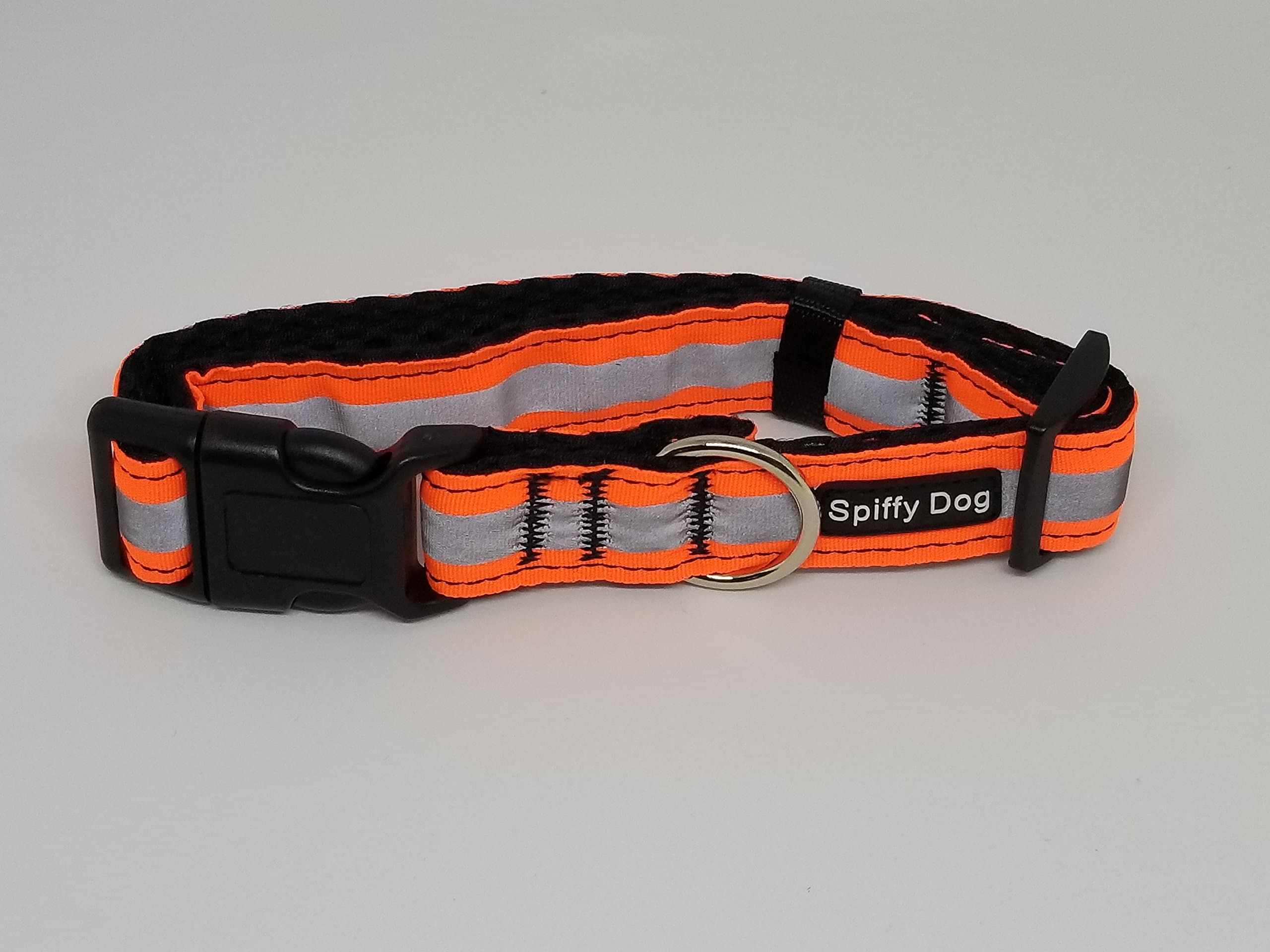Quick Dry Comfortable Air Dog Collar(Orange Reflective)(Large) by Spiffy Dog