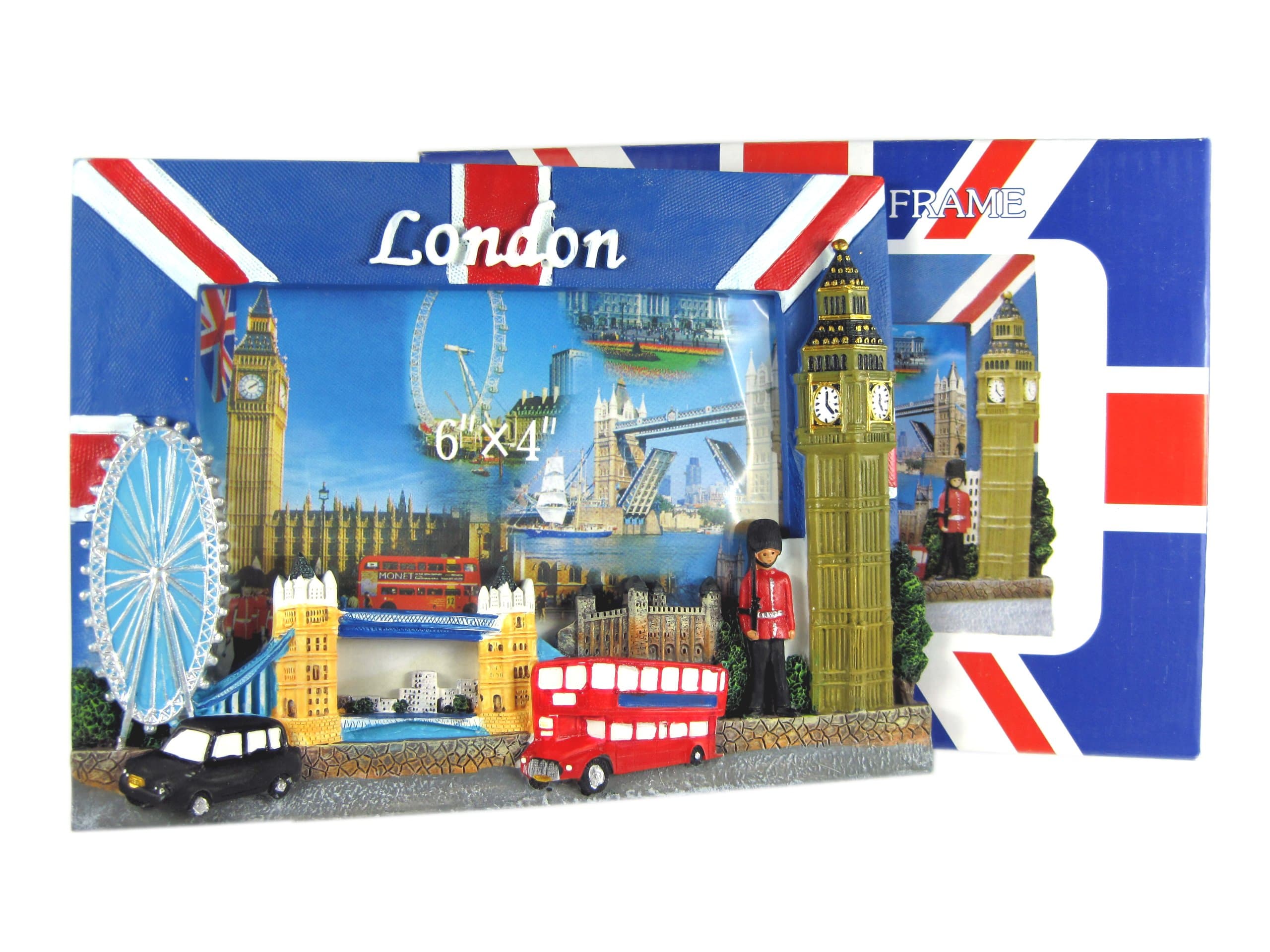 BT London Souvenir Union Jack Painted Photo Frame Detailing London Landmarks - 1235