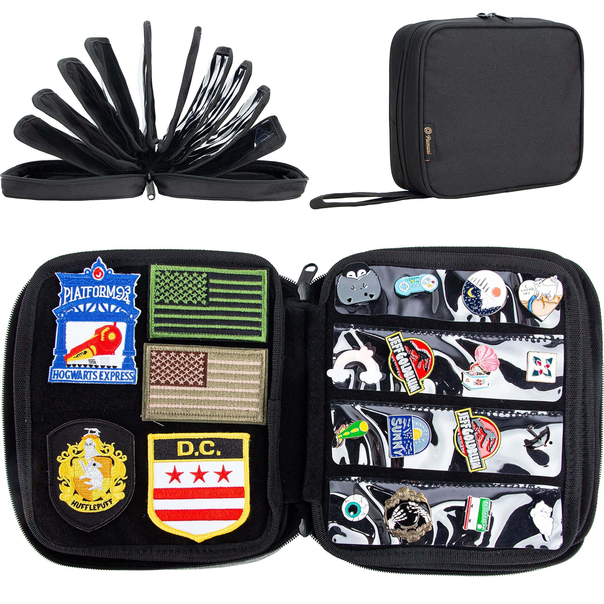 PACMAXI Portable Travel Brooch Pin Carrying Case for Enamel Pin, Lapel Pin, Pins Storage Organizer Case, Pin Collections Display Bag with 10 Pages, Hold Up to 160 pins.