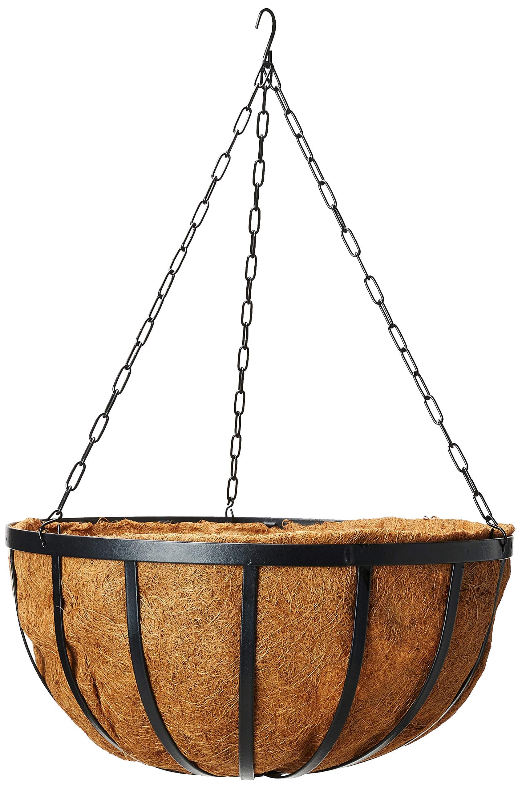 Arcadia Garden ProductsCoconut 1593 Solstice Round Hanging Basket Planter, 20-Inch, Black