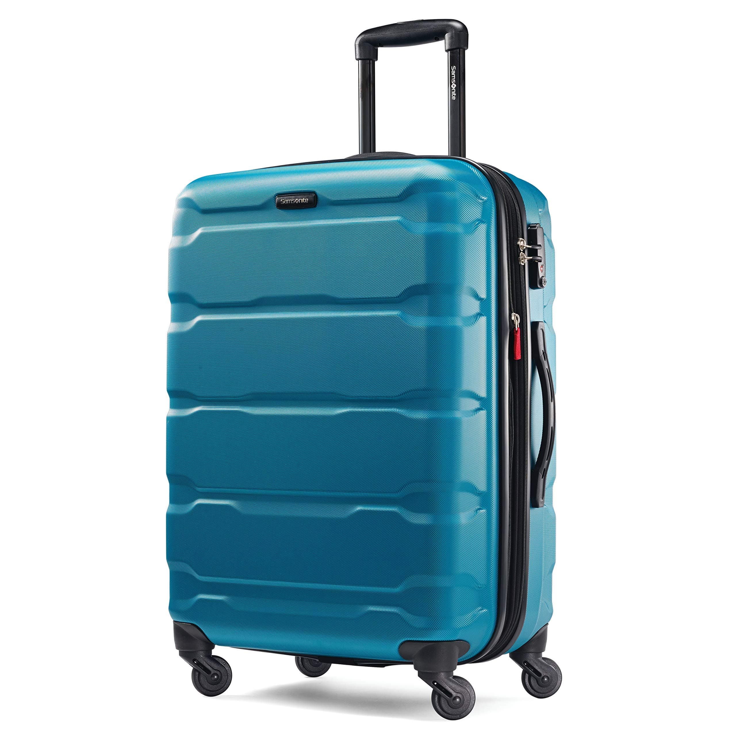 Omni PC Hardside Expandable Luggage with Spinner Wheels, Caribbean Blue, Checked-Medium 24-Inch