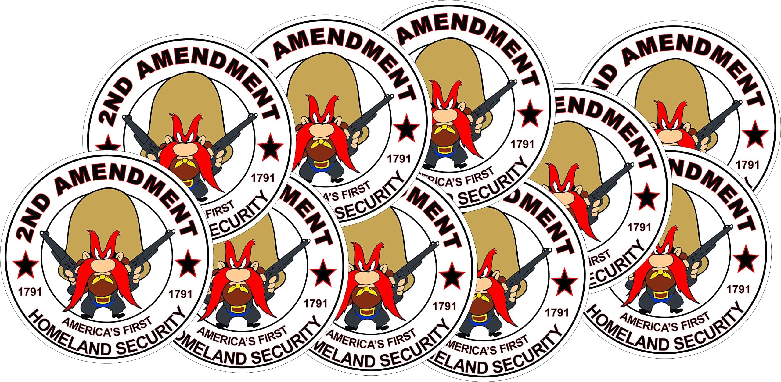 Yosemite Sam Second Amendment Sticker Pack 10 Pack of 2 Inch Decals