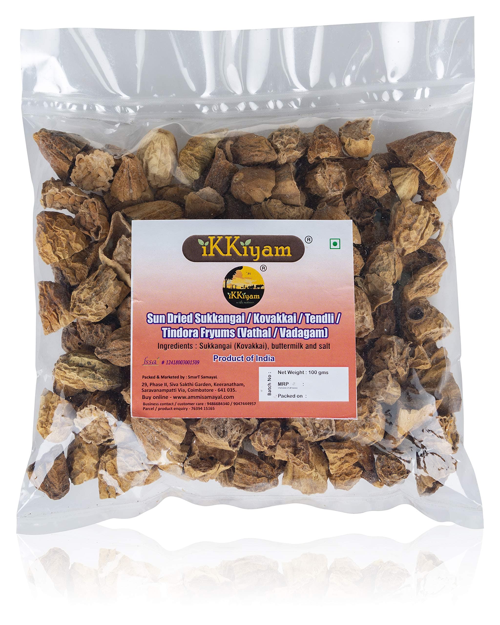 ikkiyam Sun Dried Sukkangai/Kovakkai/Tendli/Tindora Vathal Vadagam (Fryams) 100g
