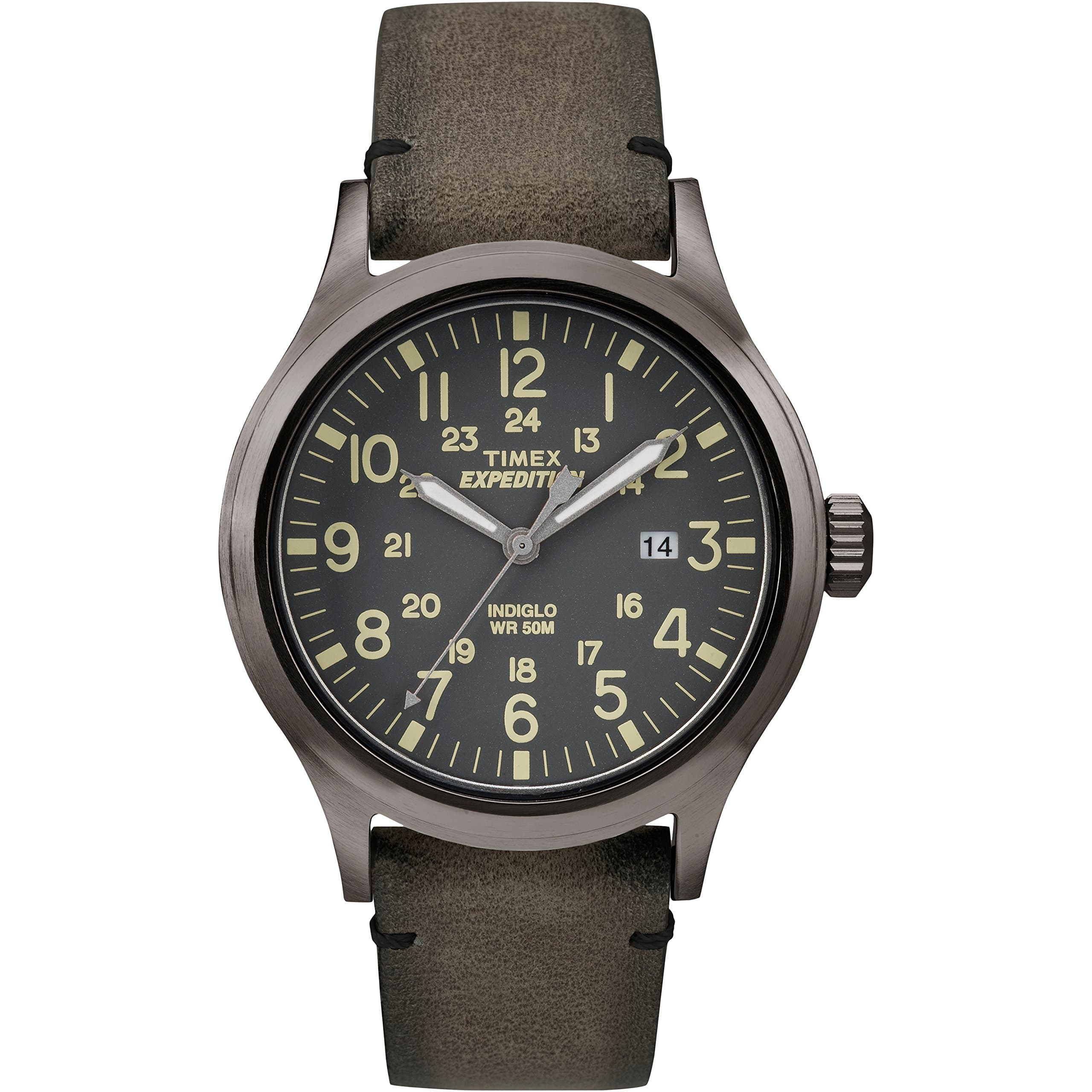 Men's TW4B01700 Expedition Scout 40 Brown/Gray Leather Strap Watch