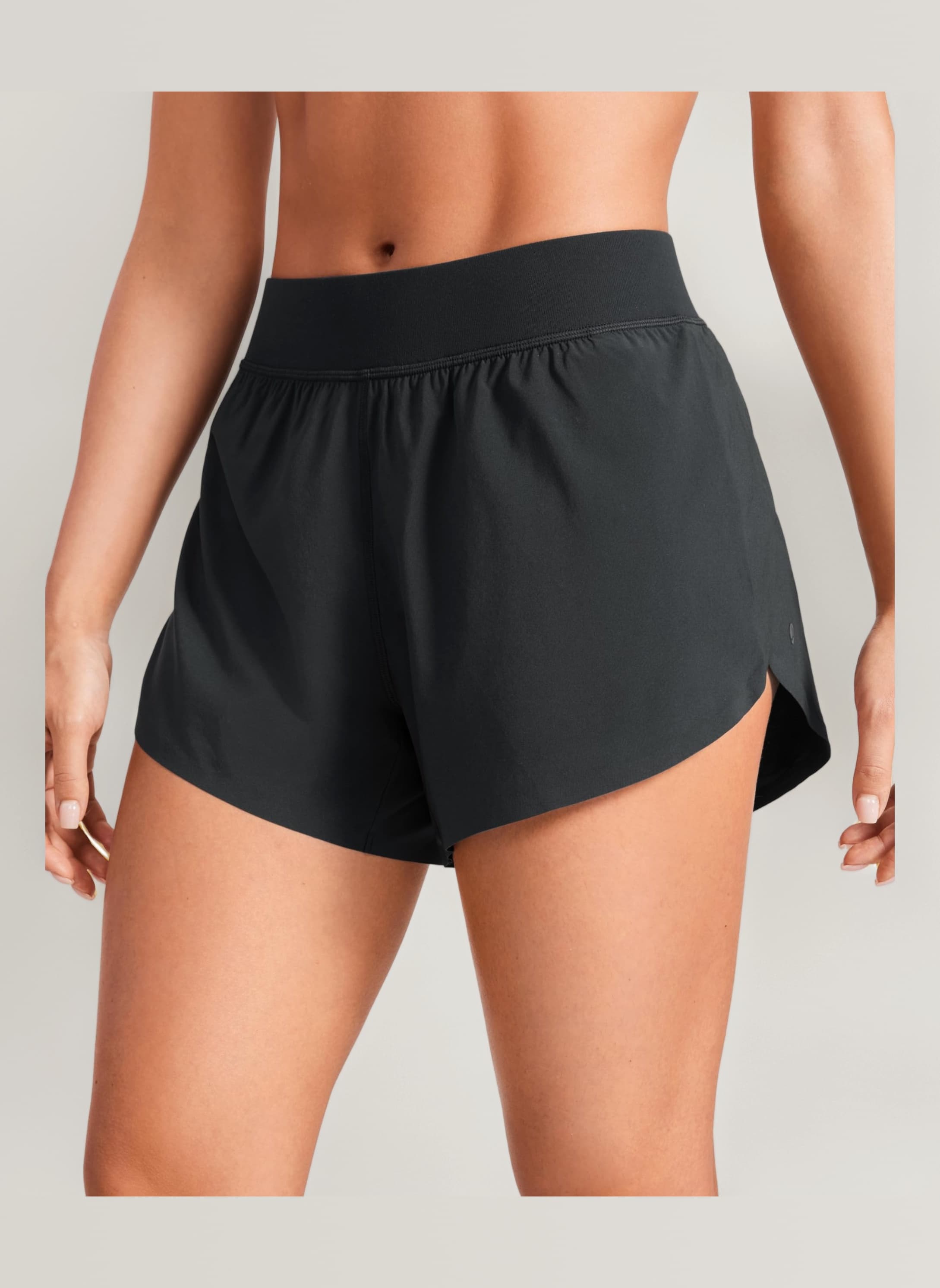 Women's Mid Waisted Running Shorts - Side Split Quick Dry Sports Gym Lightweight Bottoms with Liner