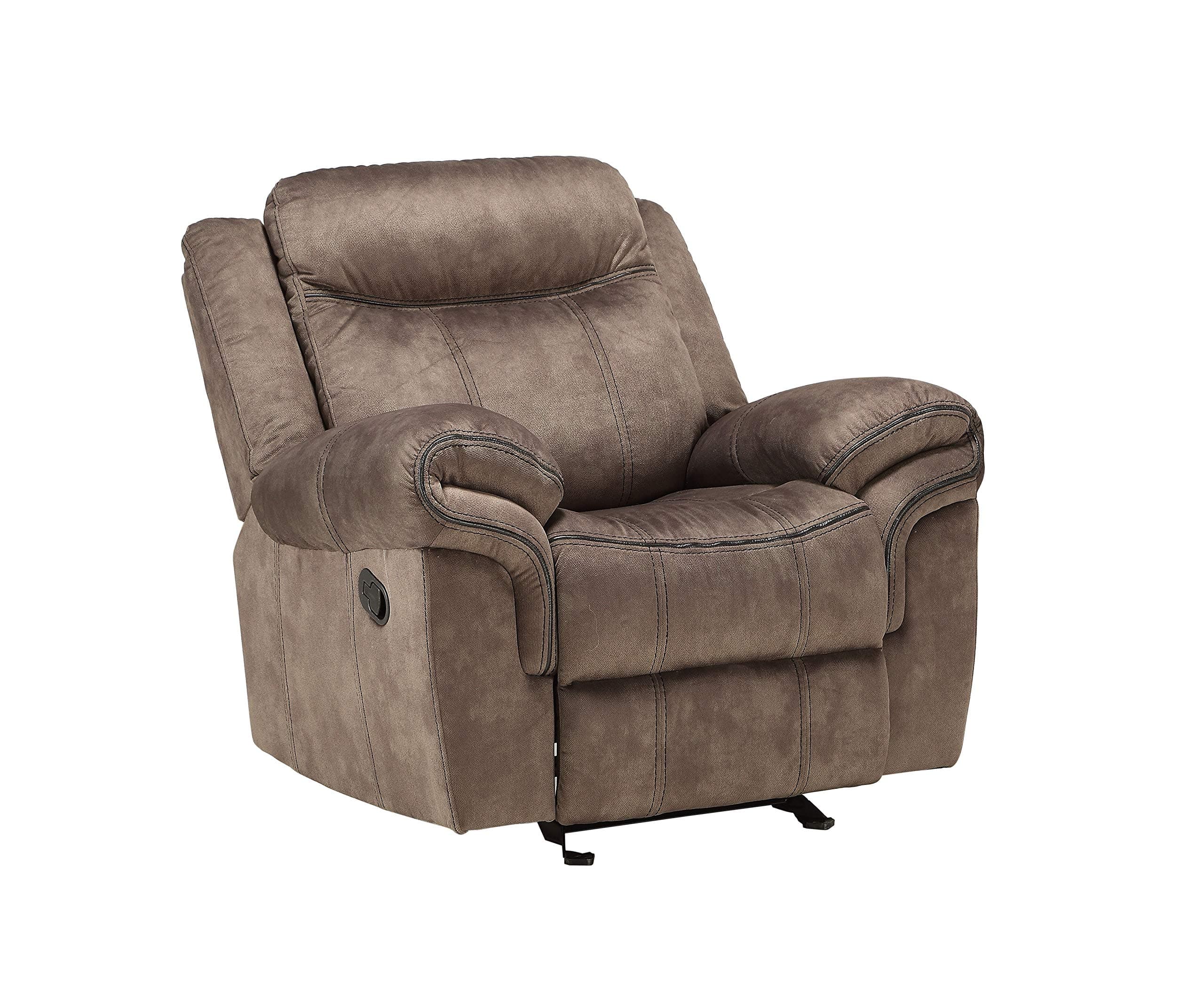 Acme Zubaida Velvet Horizontal Tufted Glider Recliner in 2-Tone Chocolate
