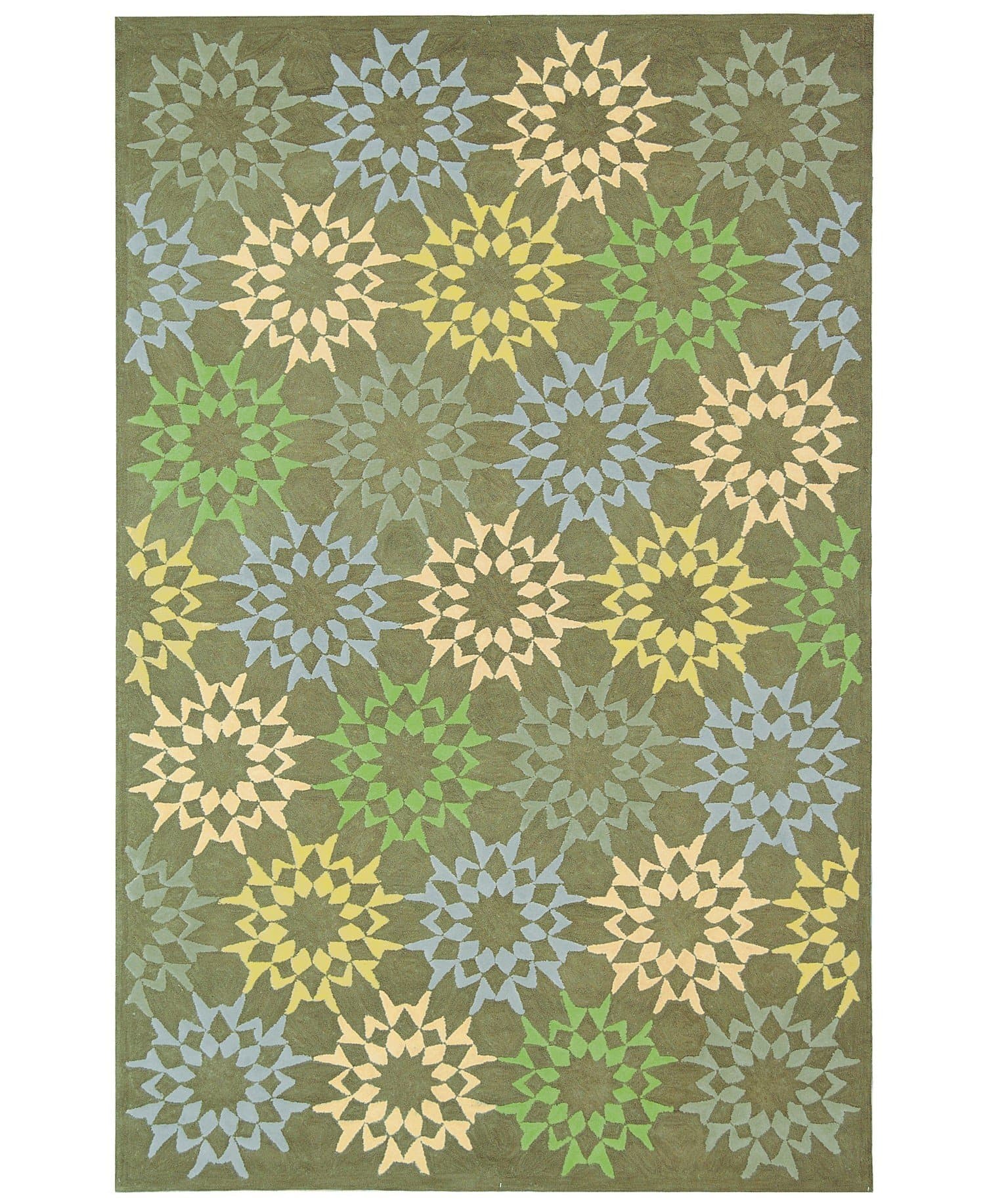 Martha Stewart Rugs Floral Block Quilt Pebble Grey Rug 5'6" x 8'6"
