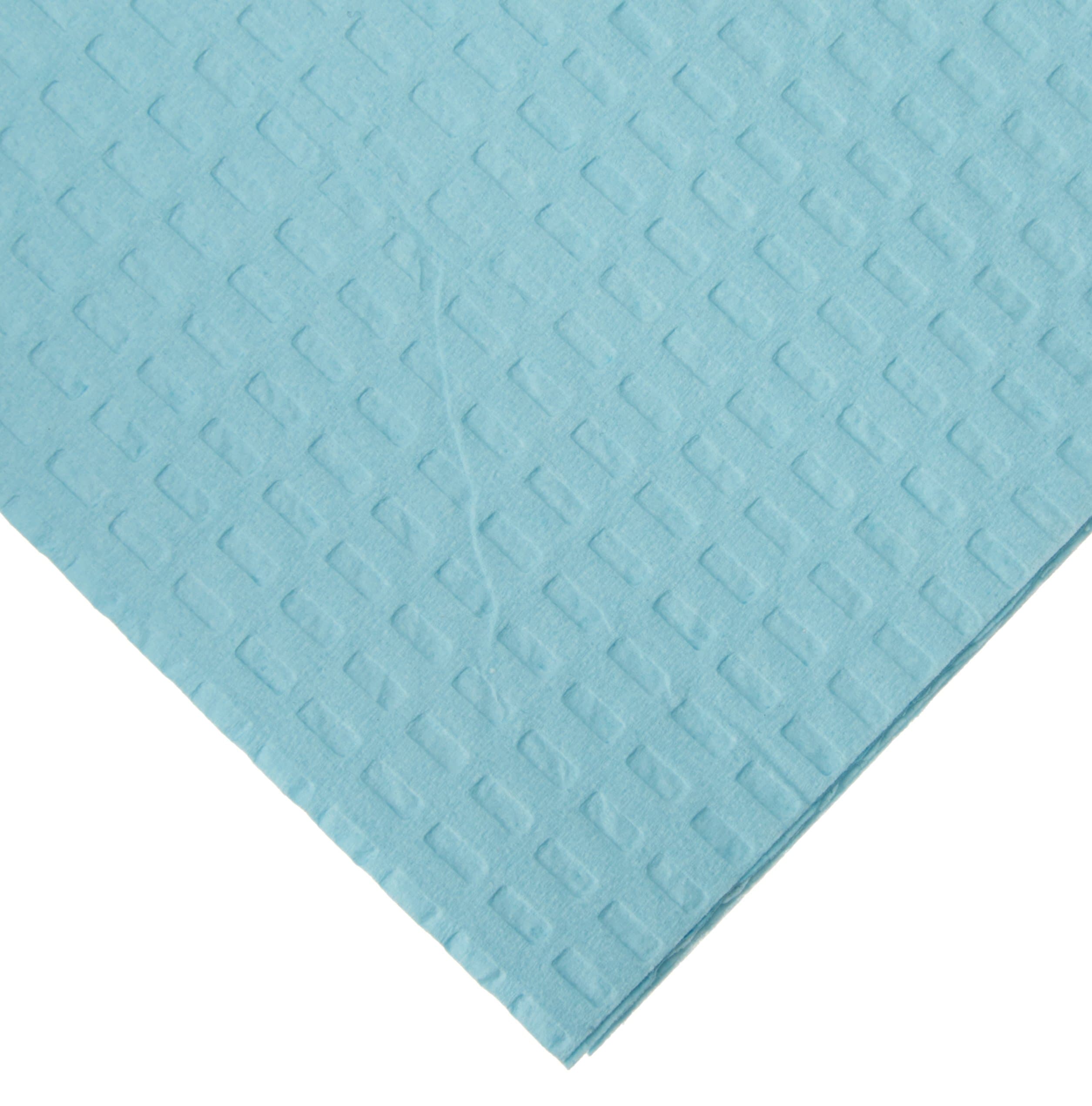 TIDI Products 917403 3-Ply Tissue/Poly Patient Bib/Towel, Waffle Embossed, Blue, 13" Length x 18" Width (Pack of 500)