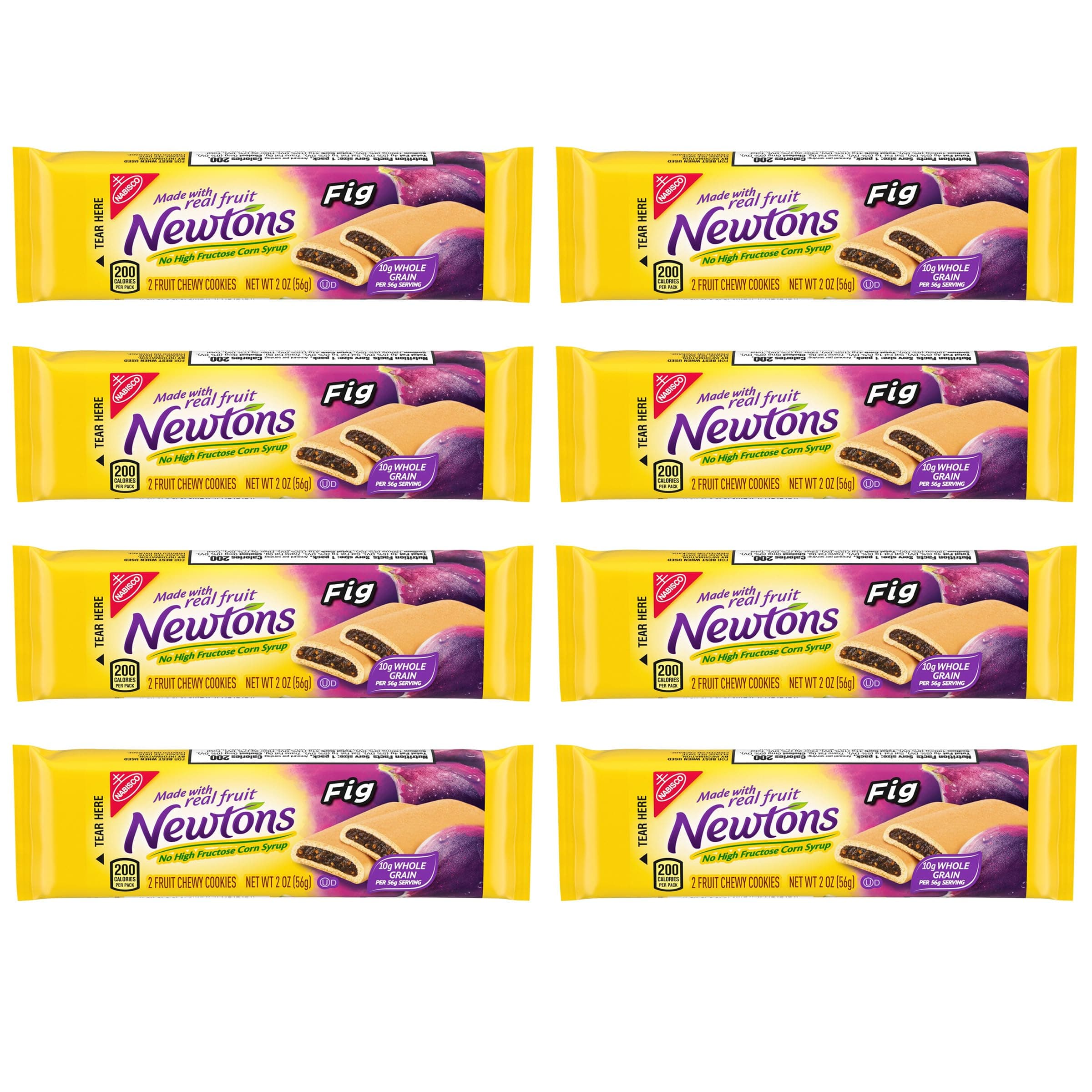 Newtons Soft & Chewy Fig Cookies (Pack of 8), 2 Fig Cookies Each Pack, Chewy Fruit Cookie