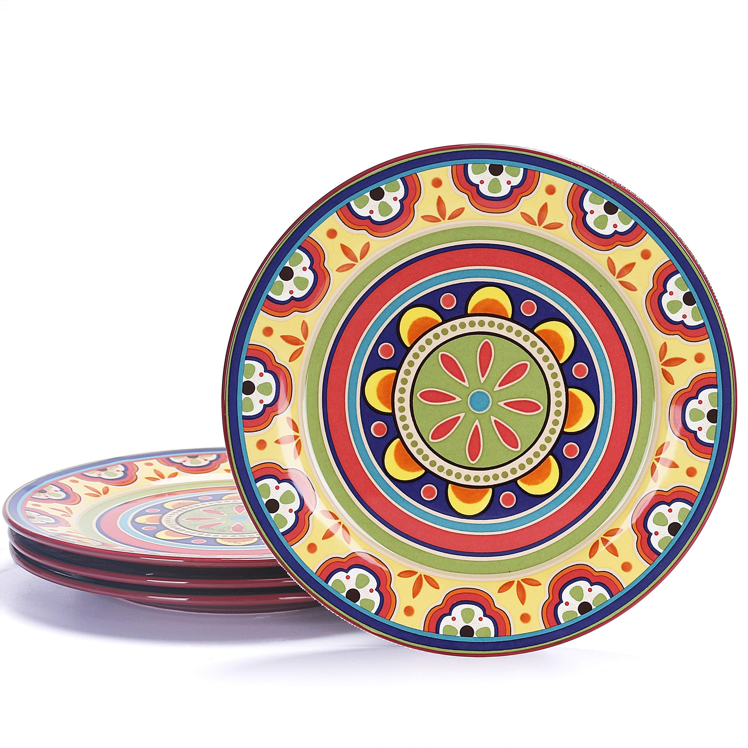 Tunisian Dinner Plates Set of 4, 11 Inch Large Ceramic Plates for Pasta, Steak, Stylish Serving Dishes, Microwave and Dishwasher Safe, Gift for Housewarming and Thanksgiving