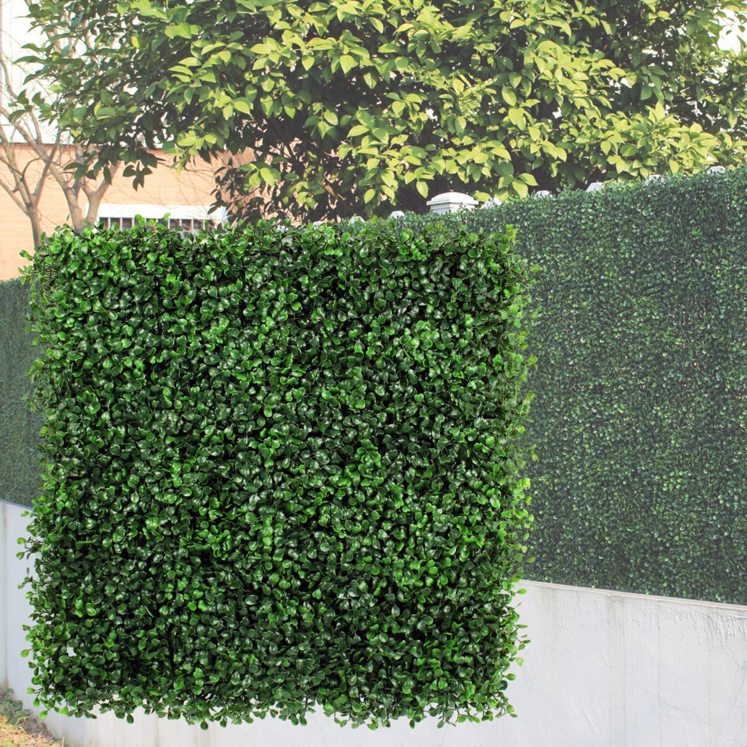 GENPAR Artificial Boxwood Panels 12 Pieces 20" x 20" Cover 33 SQ FT Topiary Hedge Plant UV Protected Privacy Screen Outdoor Indoor FAUX Garden Fence Backyard Home Decor Greenery Walls (NEW Dark Green)