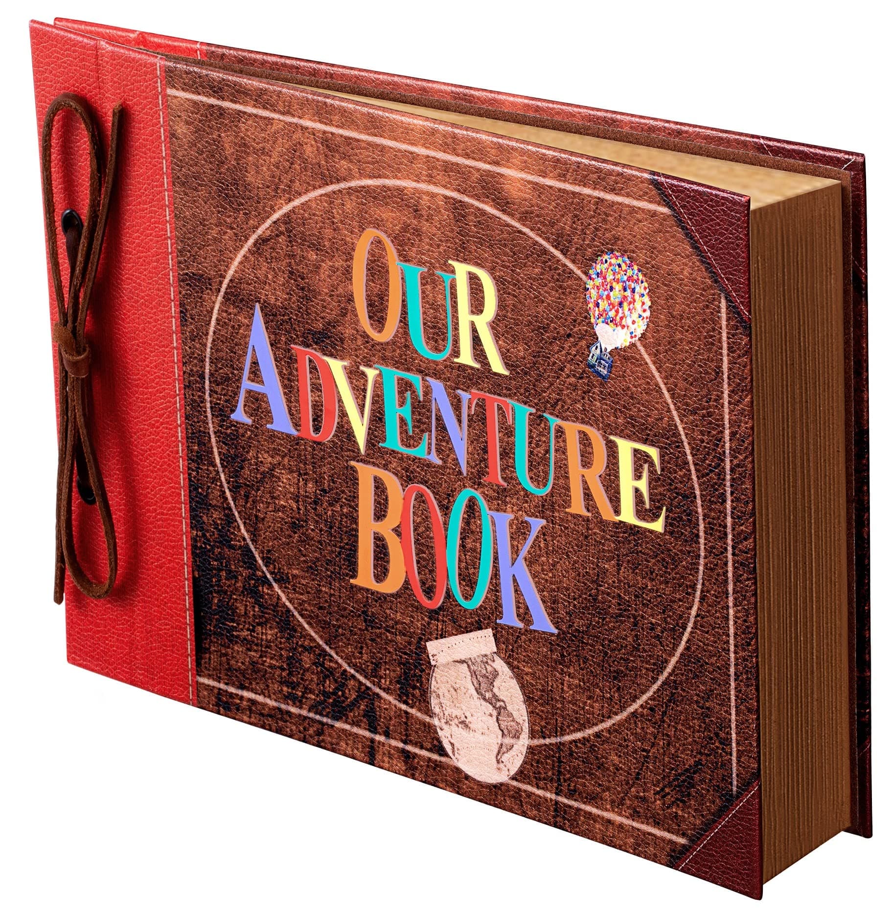 Scrapbook Photo Album, Our Adventure Books Scrapbooking, Embossed Words Hardcover Movie Up Travel Scrapbooking, Anniversary, Wedding, Travel, Baby Shower, Etc (Leather Adventure Book)
