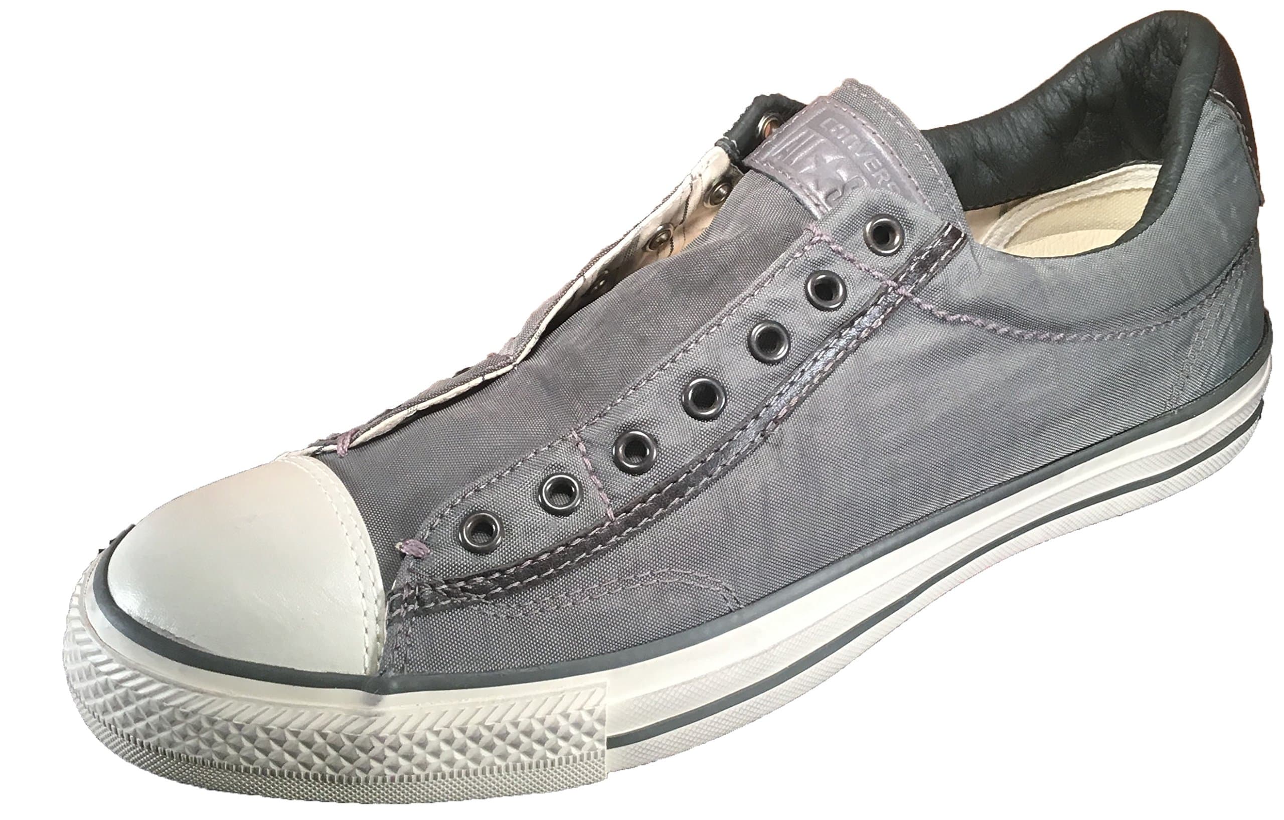 Converse by John Varvatos Distressed Painted Nylon Vintage Slip On Sneaker (10 B(M) US Women / 8 D(M) US Men, Nickel)