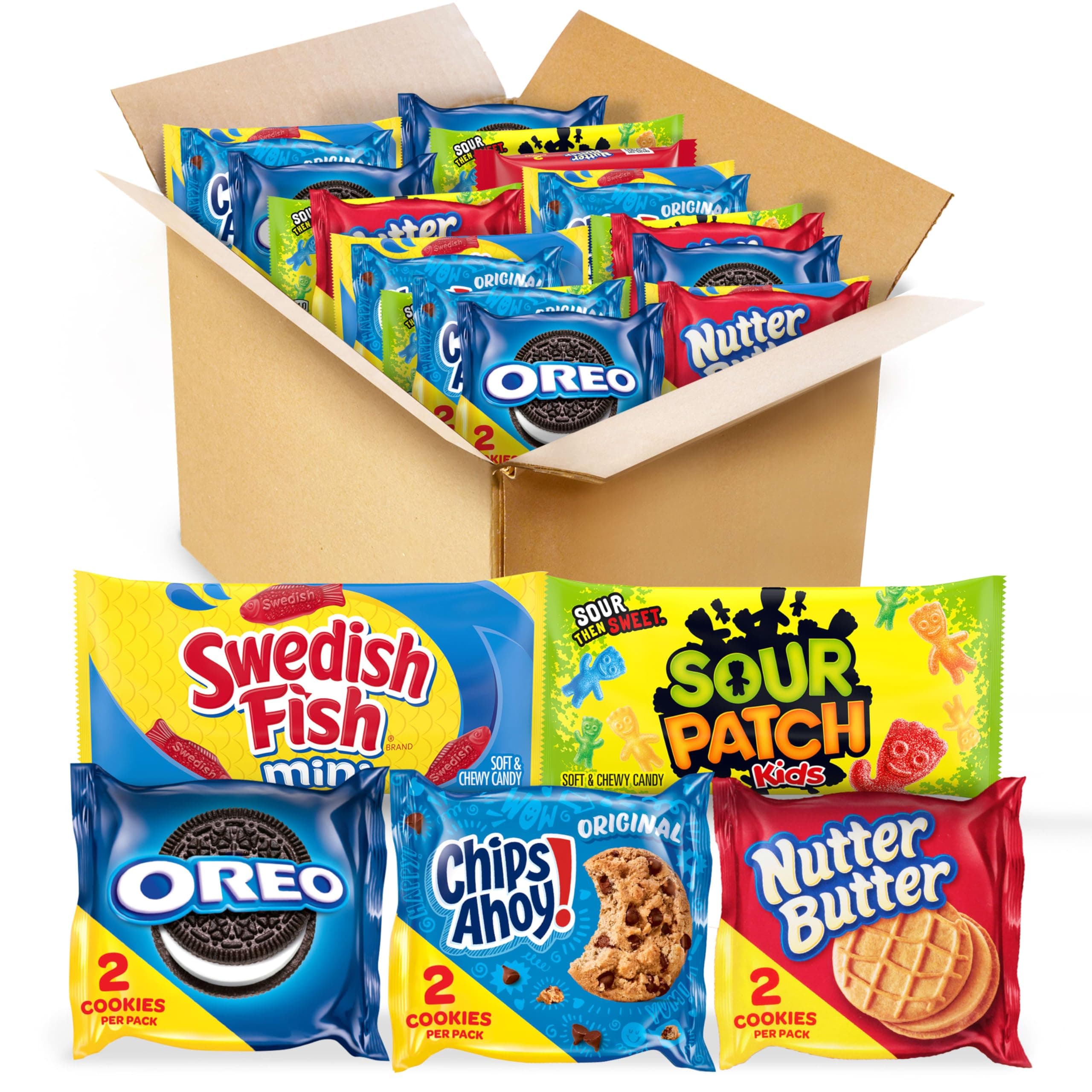 OREO, CHIPS AHOY!, Nutter Butter, SOUR PATCH KIDS & SWEDISH FISH Candy & Cookies Variety Pack, 40 Snack Packs