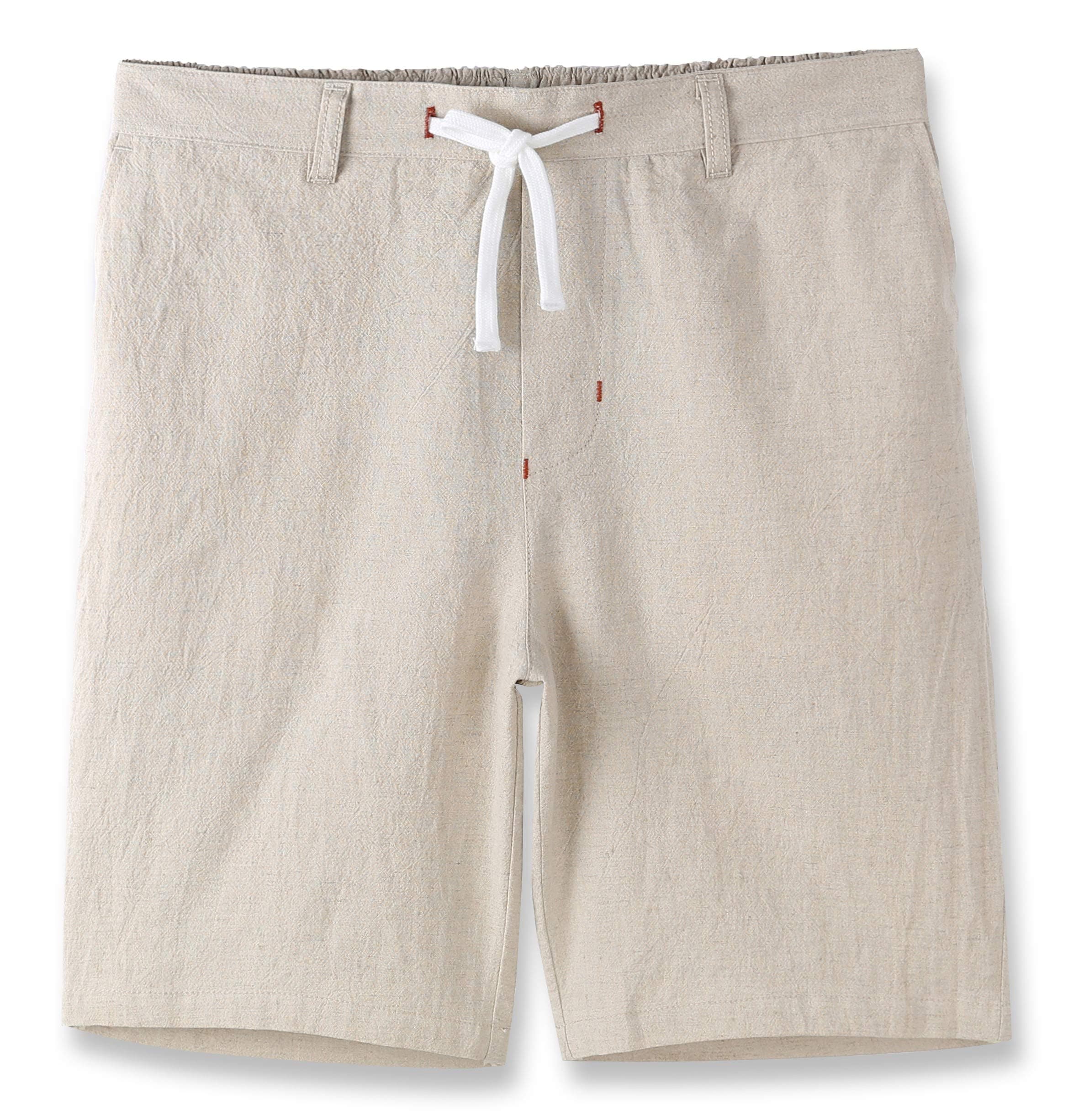 EstepobaMens Casual Comfy Soft Linen Cotton Drawstring Active Sport Running Hiking Walk Shorts